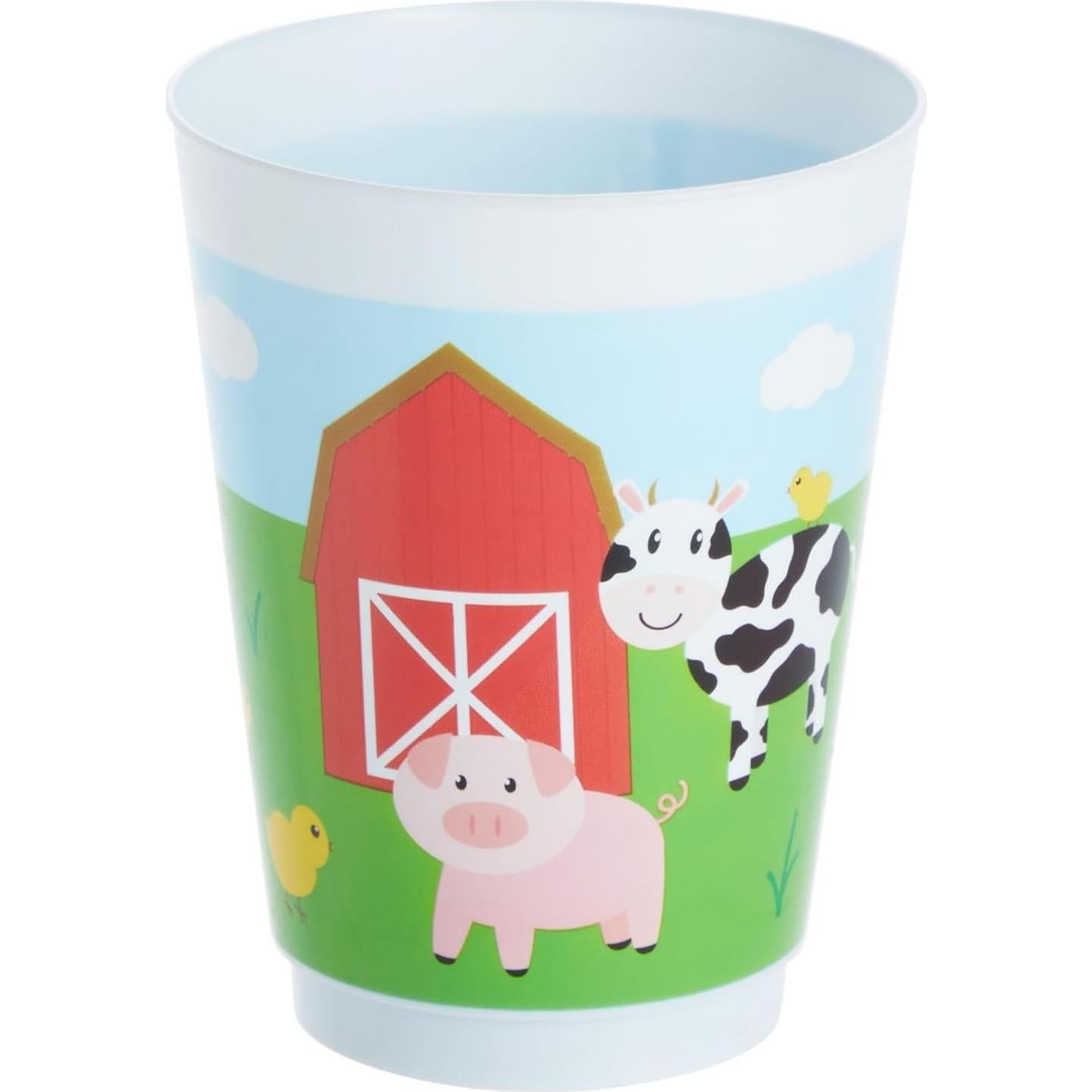 Pack 16 Vasos Plástico Animales Granja Blue Panda 473 ml