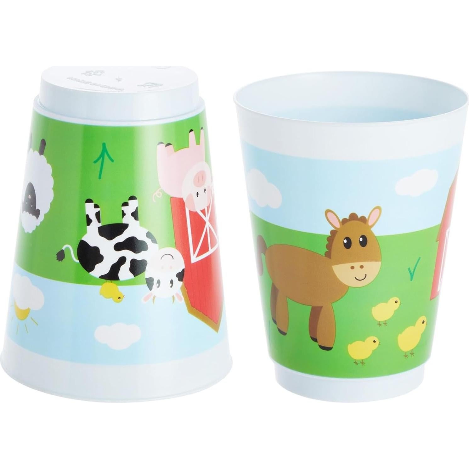 Pack 16 Vasos Plástico Animales Granja Blue Panda 473 ml
