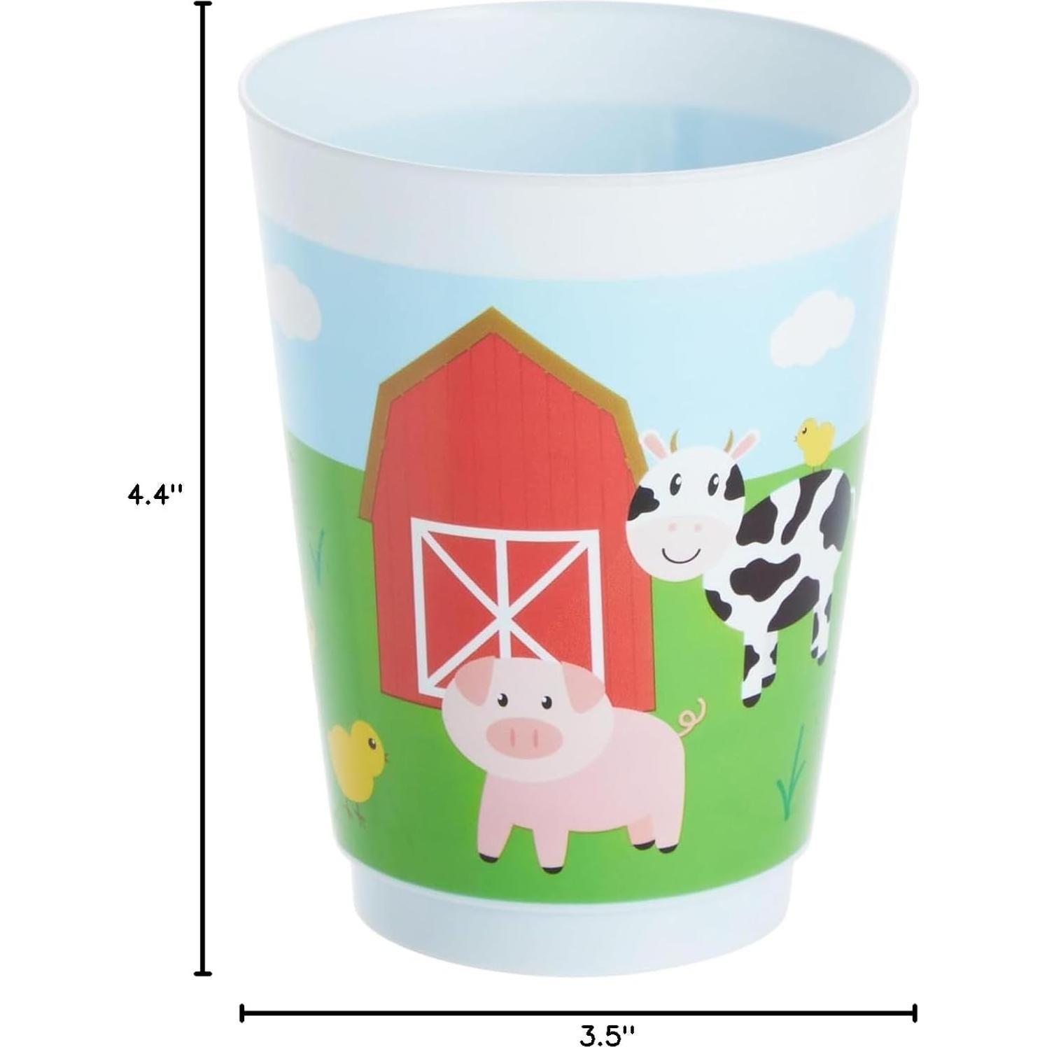 Pack 16 Vasos Plástico Animales Granja Blue Panda 473 ml