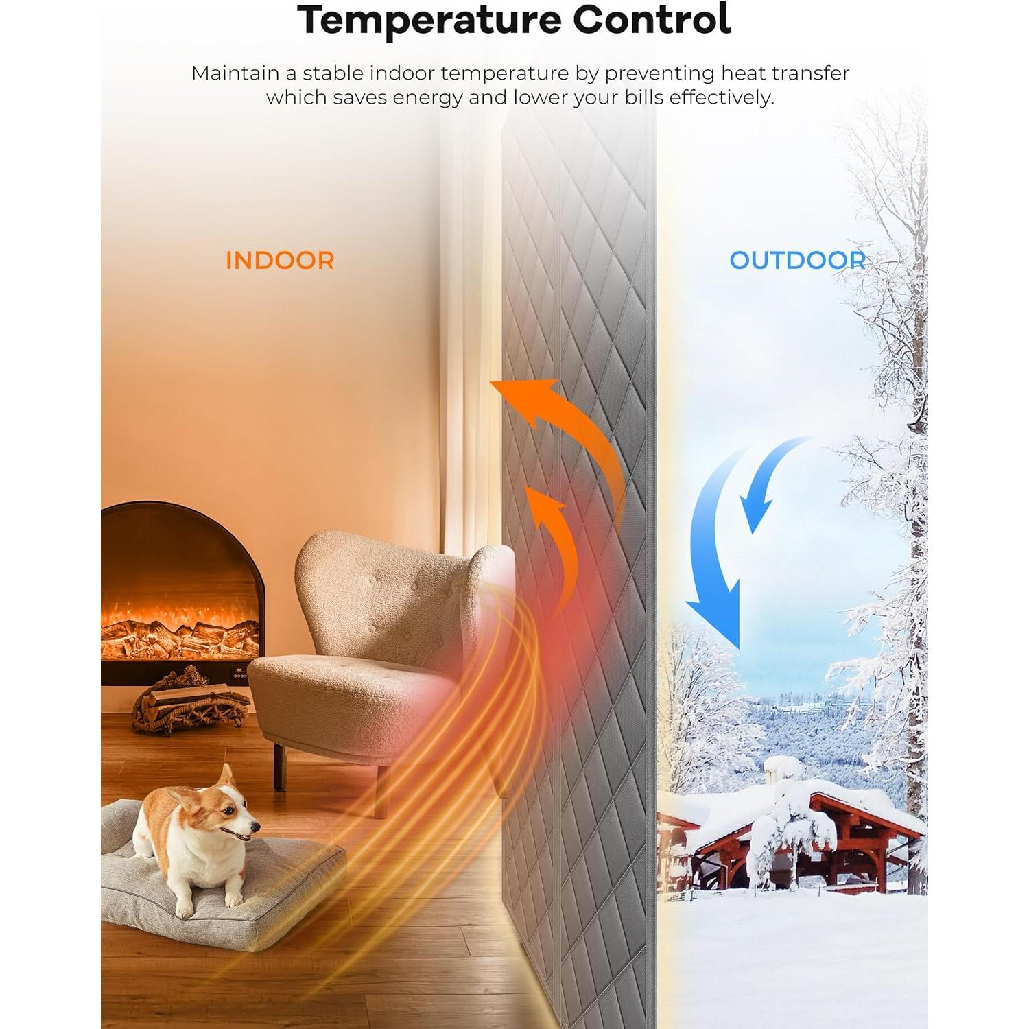 Cortina de Puerta Aislante Magnética Ashrun 96.5x208.3cm Gris