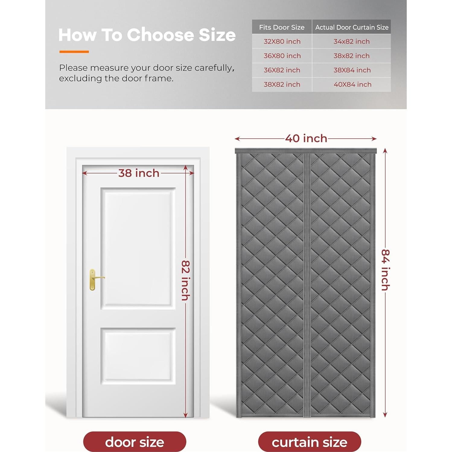 Cortina de Puerta Aislante Magnética Ashrun 96.5x208.3cm Gris