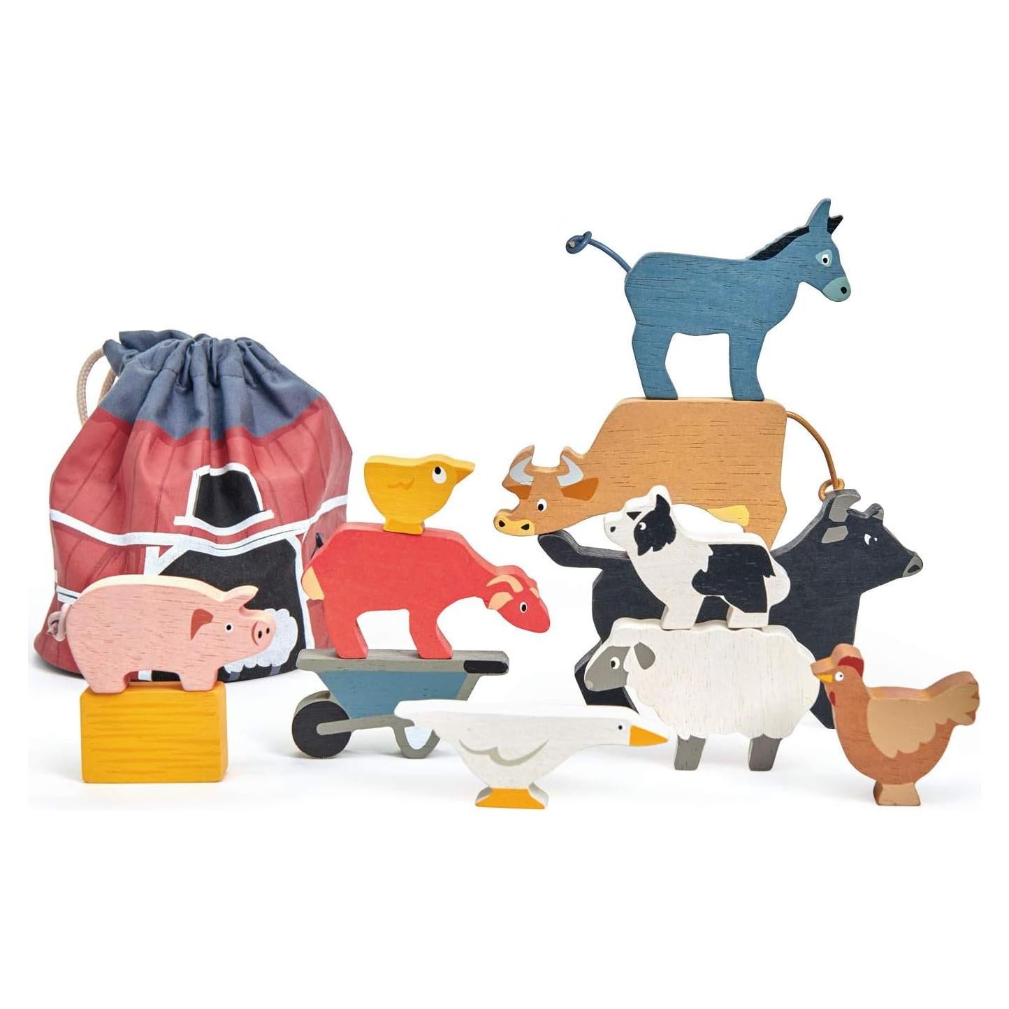 Set de Granja Apilable Tender Leaf Toys - Juguete de Madera