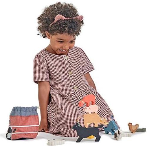 Set de Granja Apilable Tender Leaf Toys - Juguete de Madera