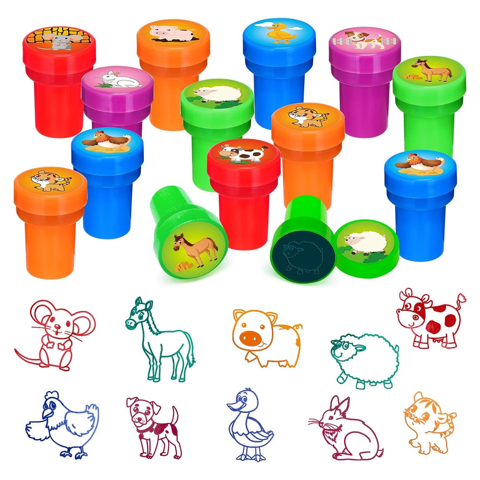 Sellos de Animales de Granja Cinrobiye 24 Pcs para Niños