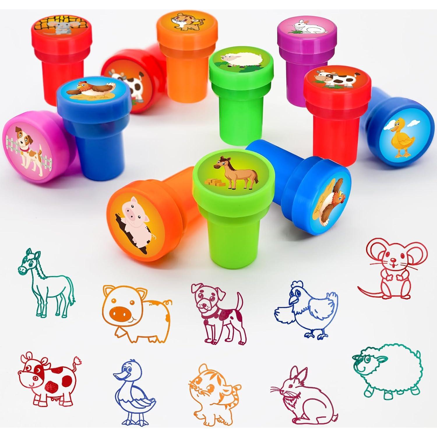 Sellos de Animales de Granja Cinrobiye 24 Pcs para Niños