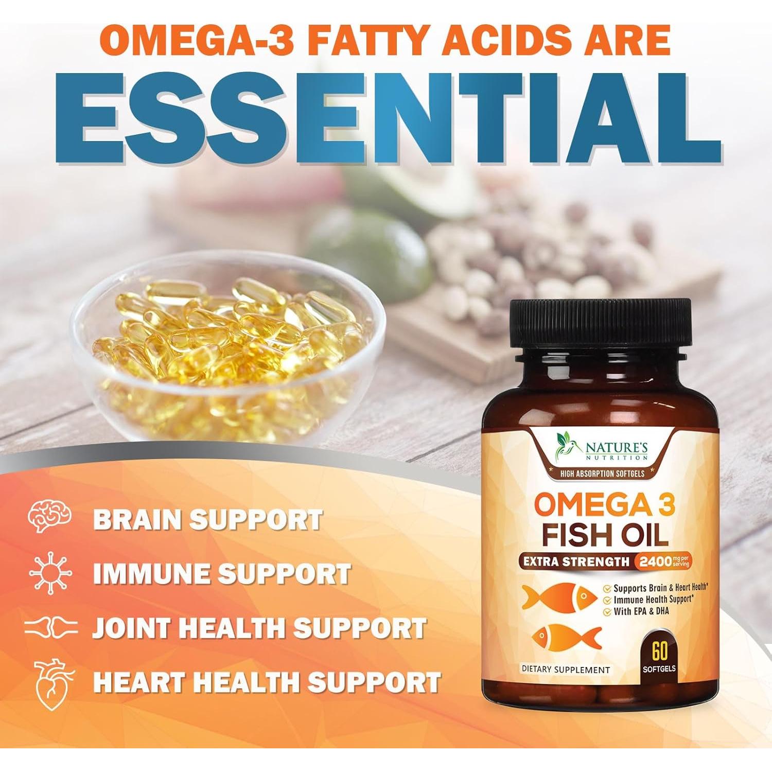 Aceite de Pescado Omega 3 2400 mg Nature's Nutrition - 60 Cápsulas