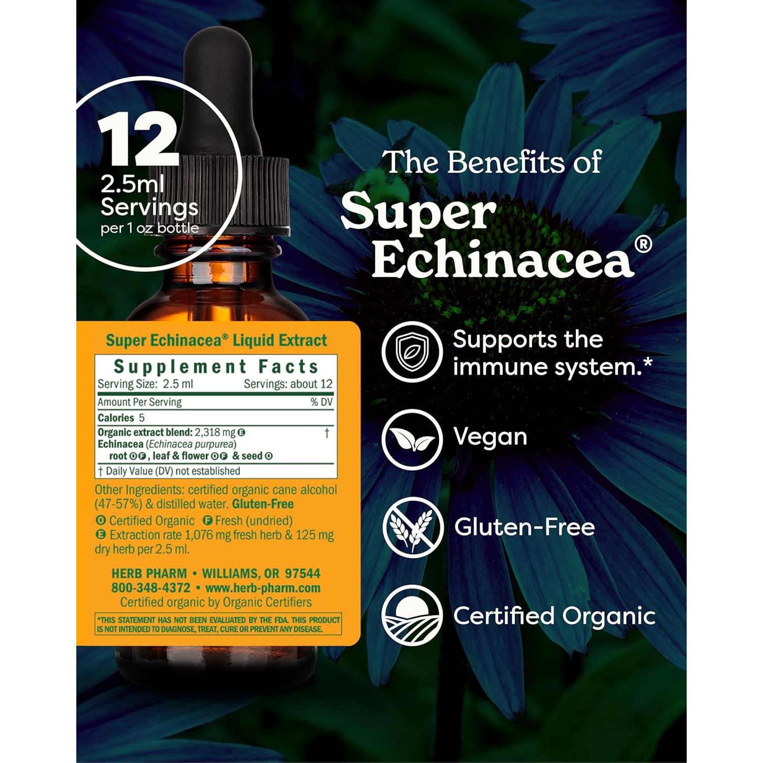 Extracto Líquido Echinacea Super Orgánica Herb Pharm 30 ml