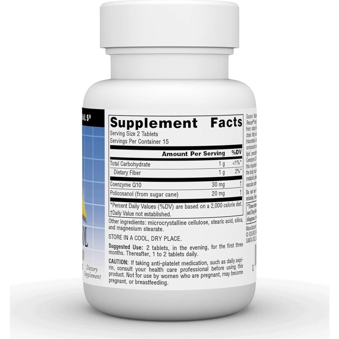 Policosanol Source Naturals con Coenzima Q10 10 mg - 30 Tabletas