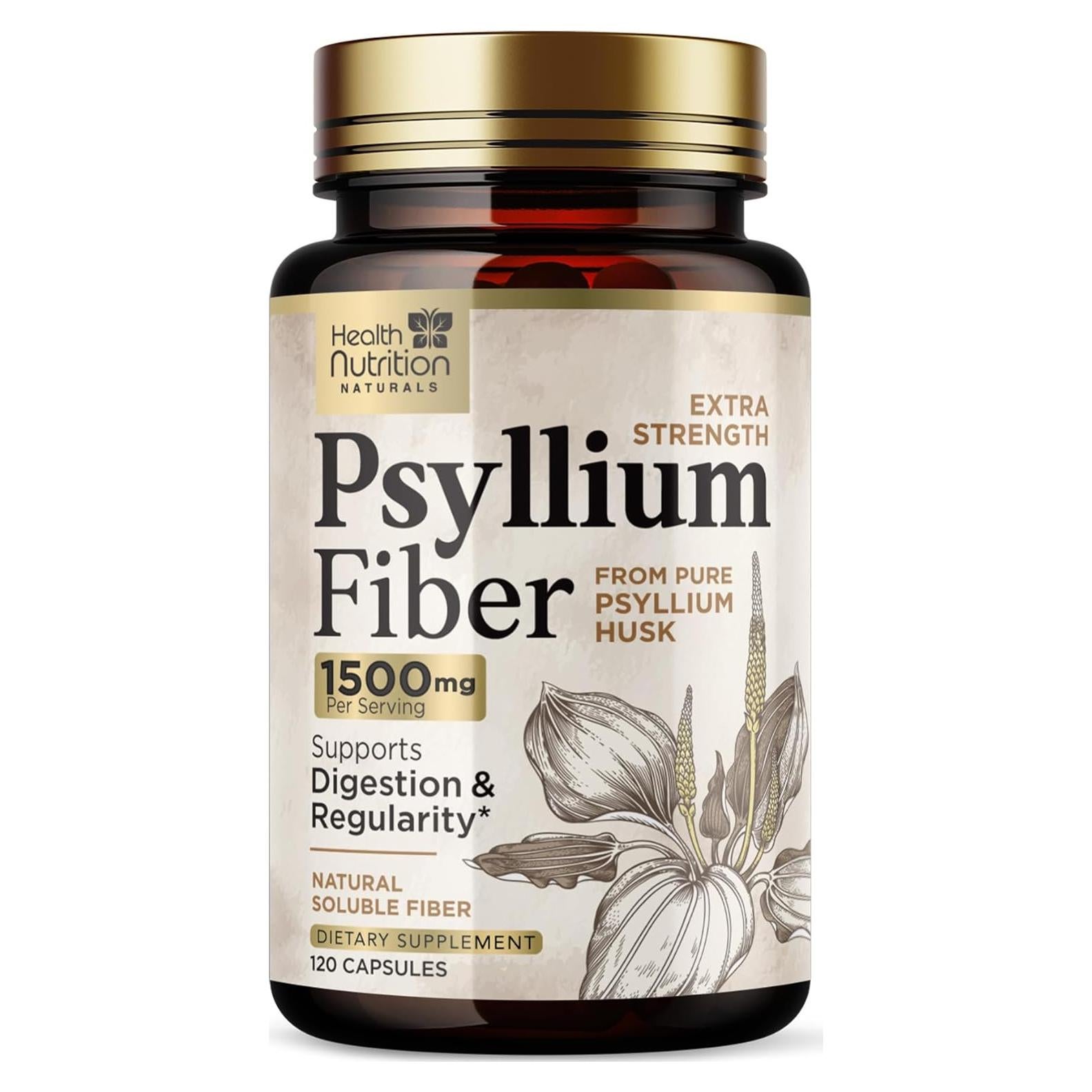 Cápsulas de fibra de cáscara de psyllium 1500mg Health Nutrition