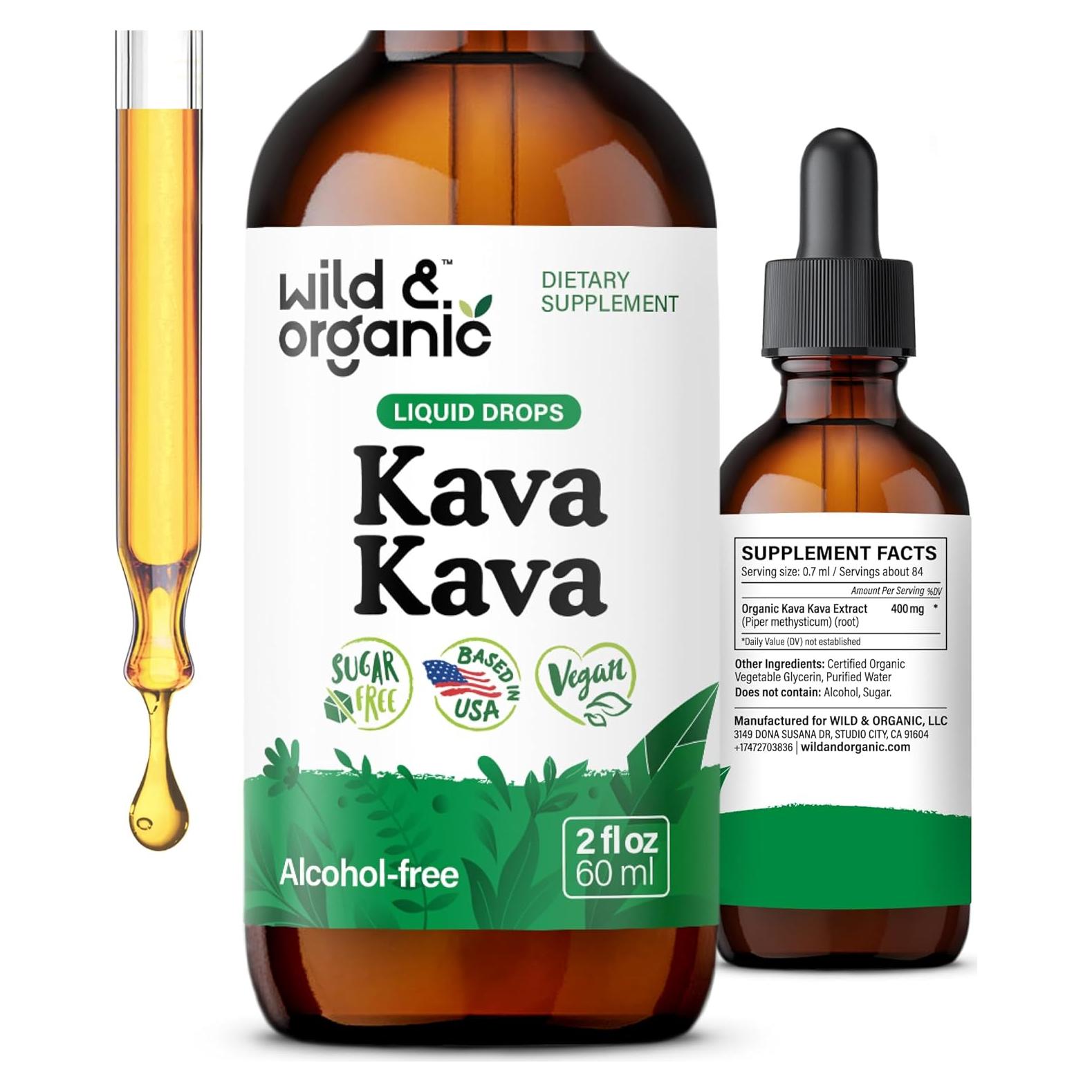 Tintura de Kava Kava Silvestre y Orgánico 400 mg - Gotas Veganas