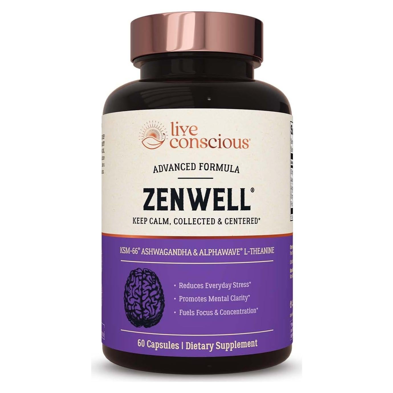 Suplemento Ashwagandha KSM-66 Live Conscious 60 Cápsulas