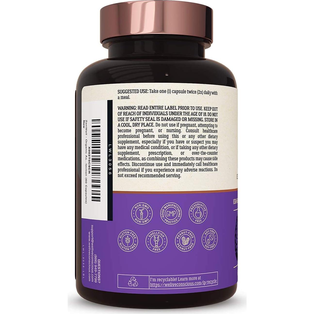 Suplemento Ashwagandha KSM-66 Live Conscious 60 Cápsulas