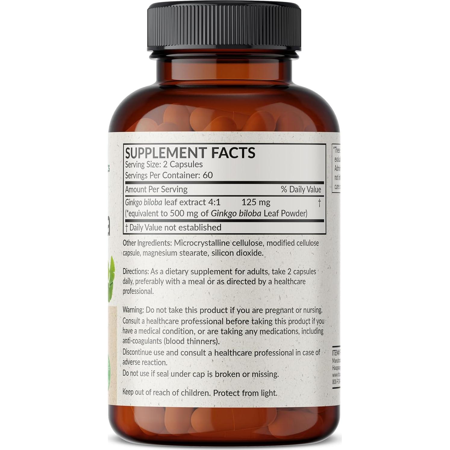 Ginkgo Biloba Extra Fuerte Futurebiotics 500mg 120 Cápsulas Veganas