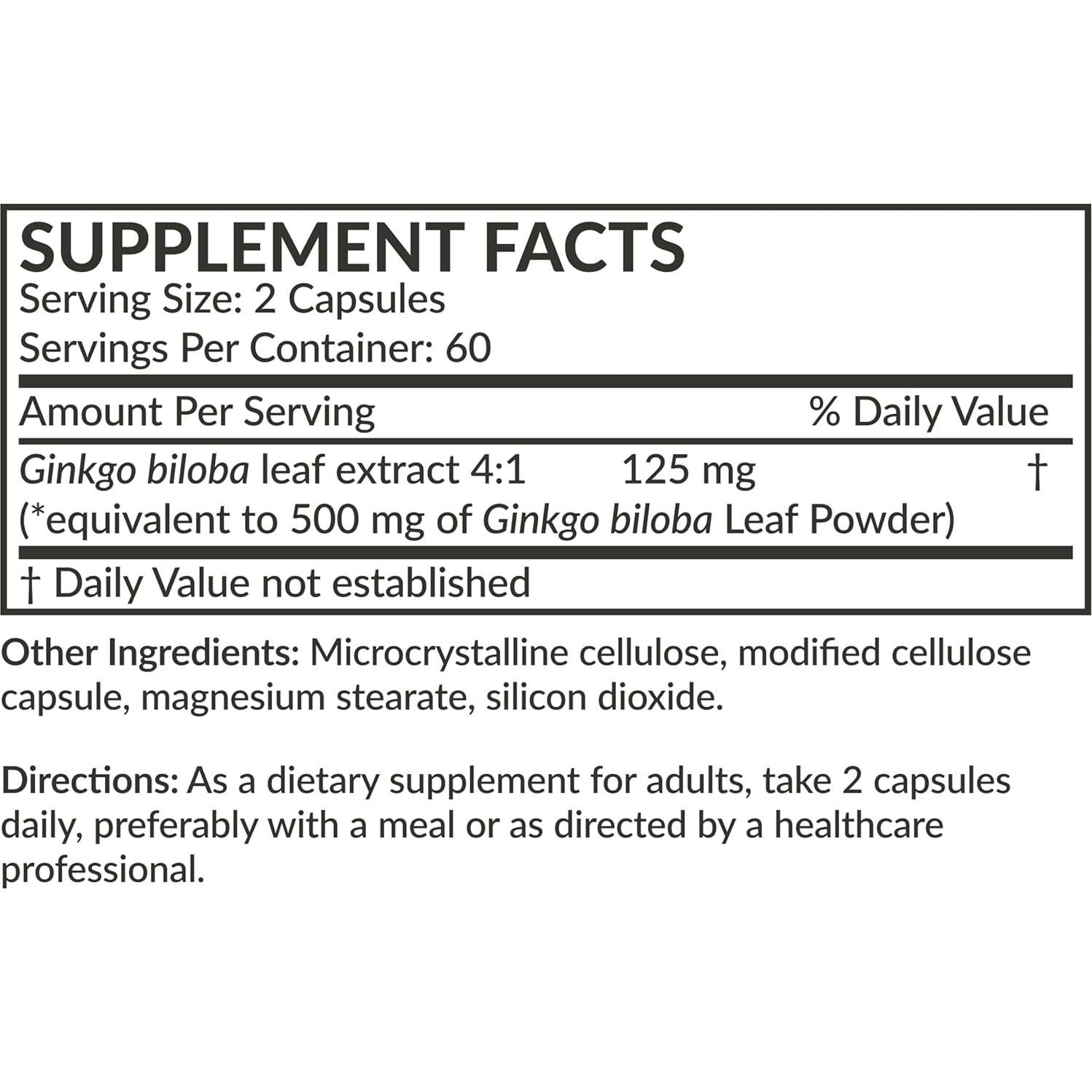 Ginkgo Biloba Extra Fuerte Futurebiotics 500mg 120 Cápsulas Veganas