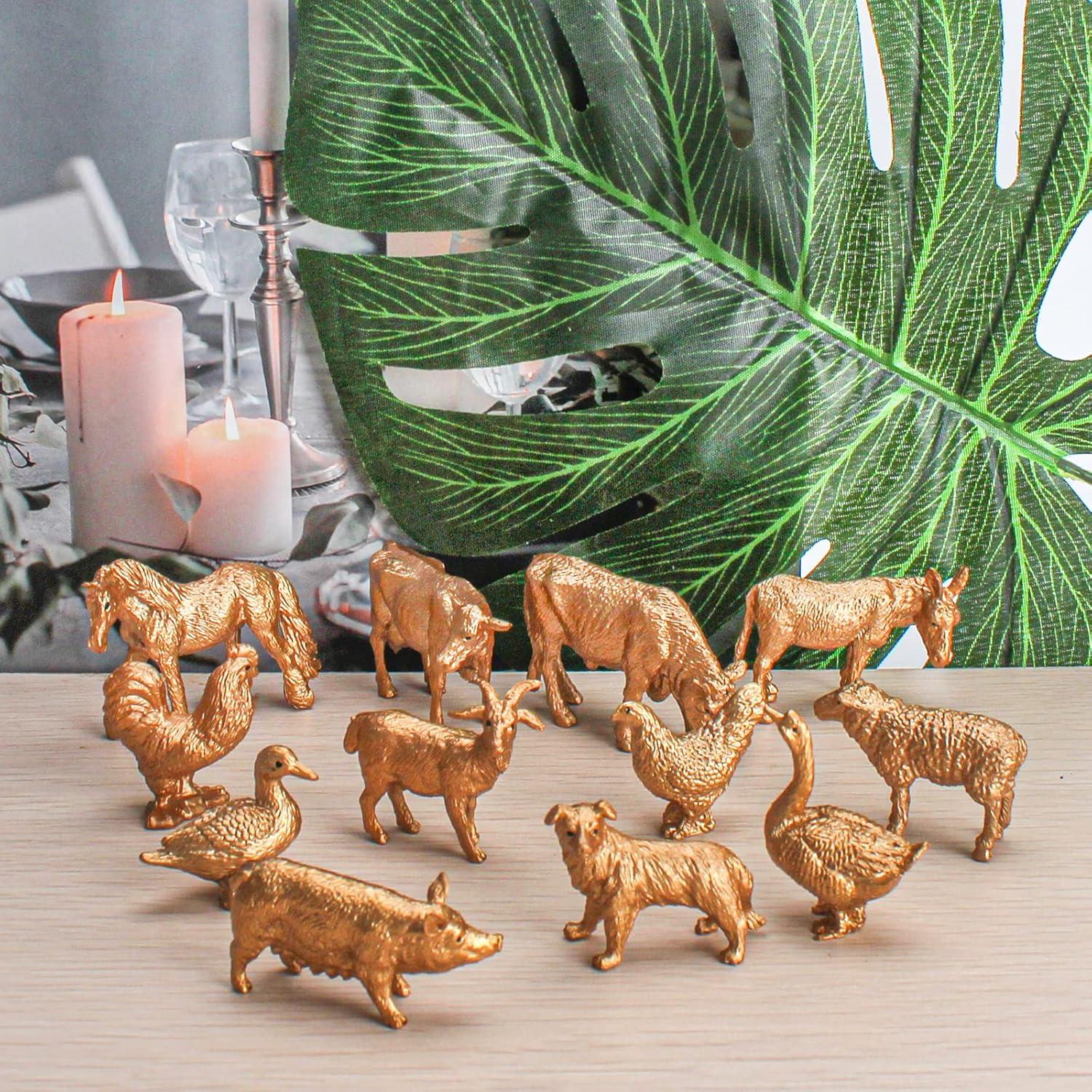 Figuras de Animales de Granja Dorados LC JoyCre 12PCS