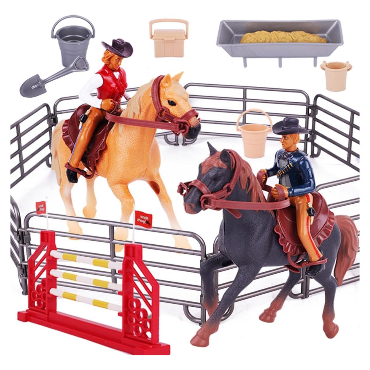 Set Juguetes Rodeo Oeste Peagprav Jinete y Caballo 12.7cm