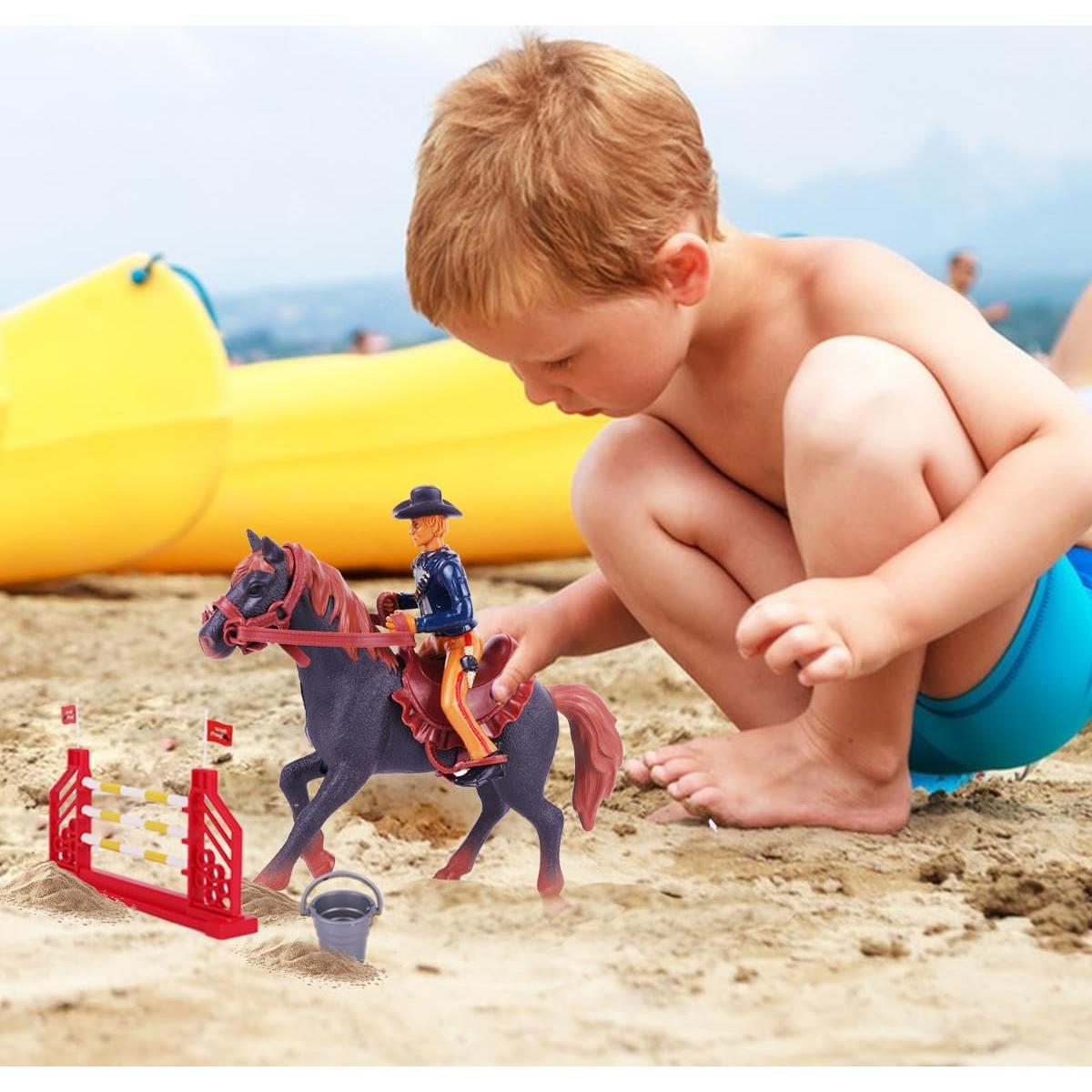 Set Juguetes Rodeo Oeste Peagprav Jinete y Caballo 12.7cm