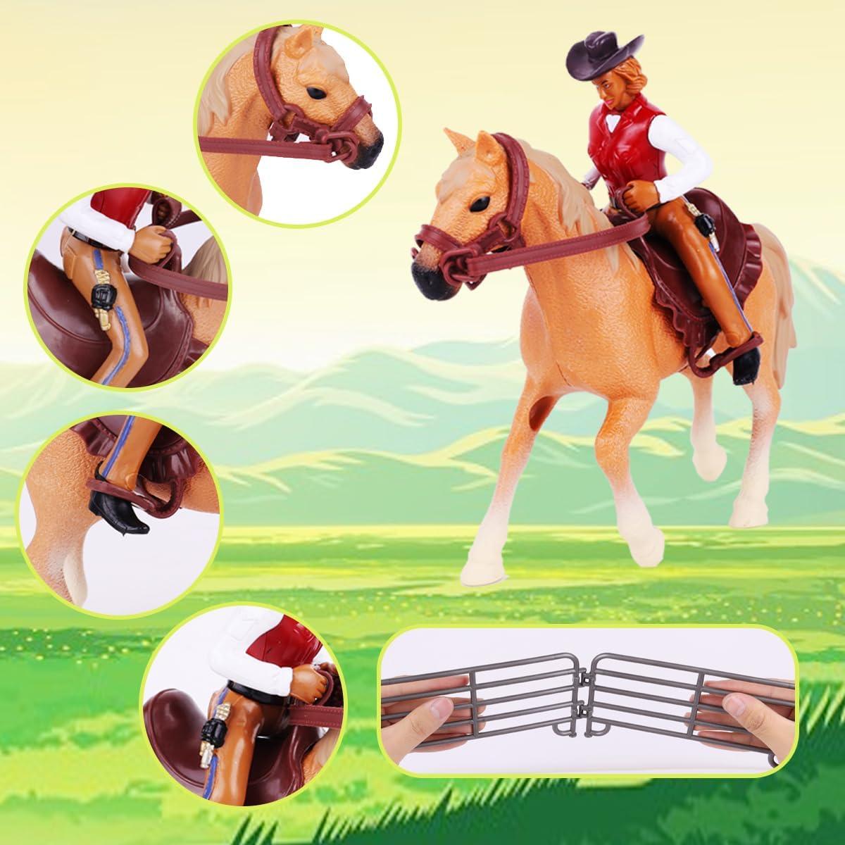 Set Juguetes Rodeo Oeste Peagprav Jinete y Caballo 12.7cm