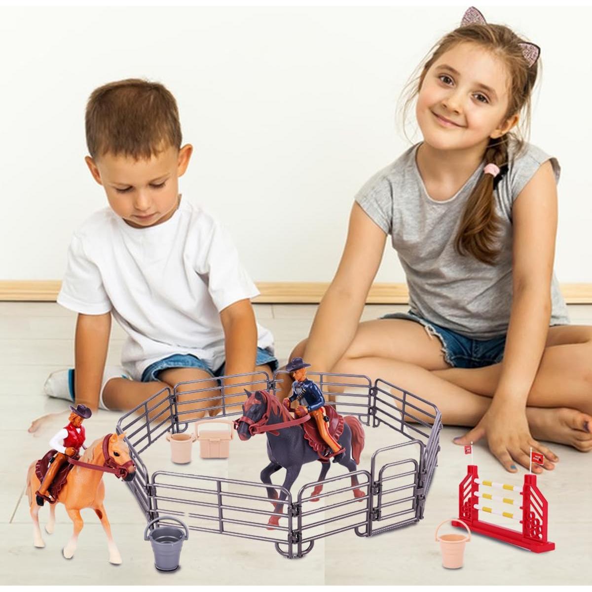 Set Juguetes Rodeo Oeste Peagprav Jinete y Caballo 12.7cm