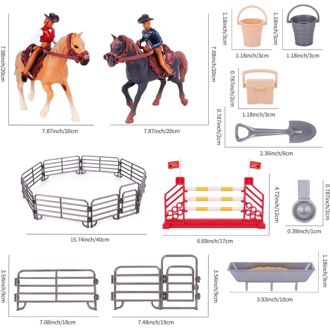 Set Juguetes Rodeo Oeste Peagprav Jinete y Caballo 12.7cm