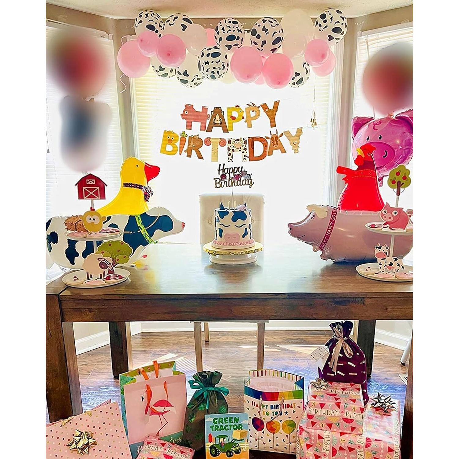 Decoración Cumpleaños Animales Granja JeVenis, Globos y Banner