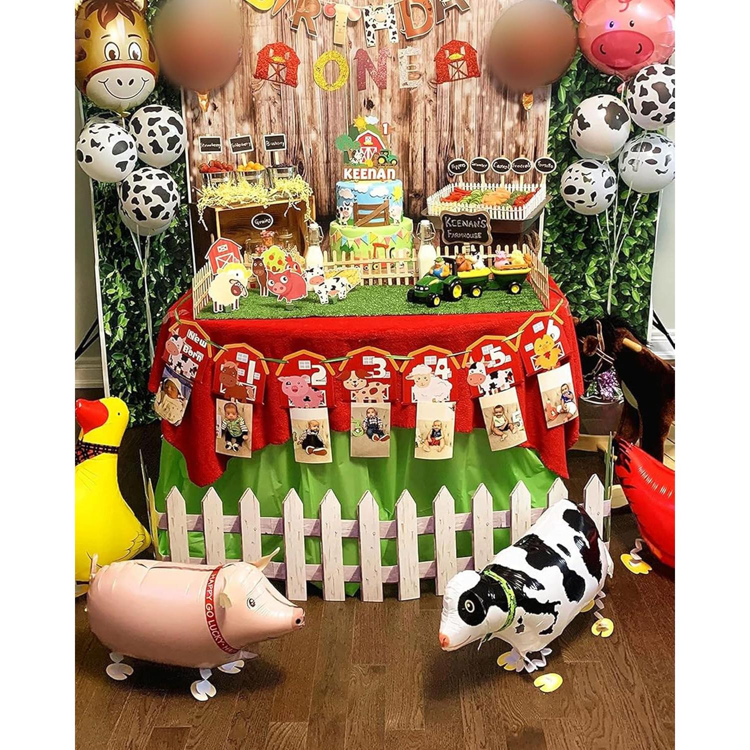 Decoración Cumpleaños Animales Granja JeVenis, Globos y Banner