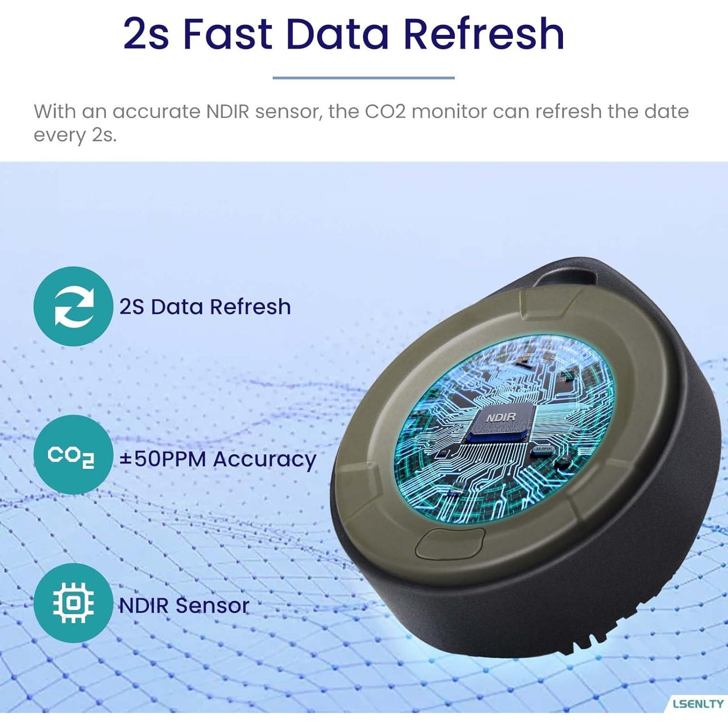 Detector de CO2 Portátil LSENLTY PTH-10C 3 en 1 Temperatura Humedad
