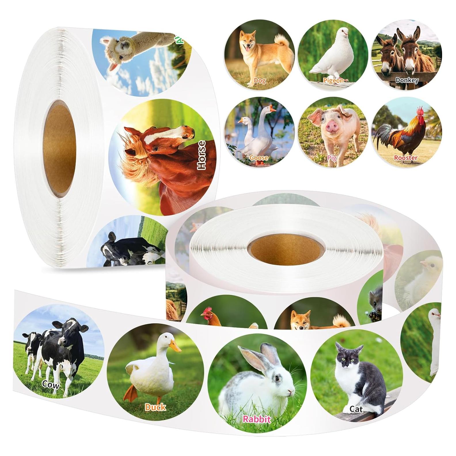 1200 Pegatinas de Animales de Granja KFPPLXQ 16 Estilos