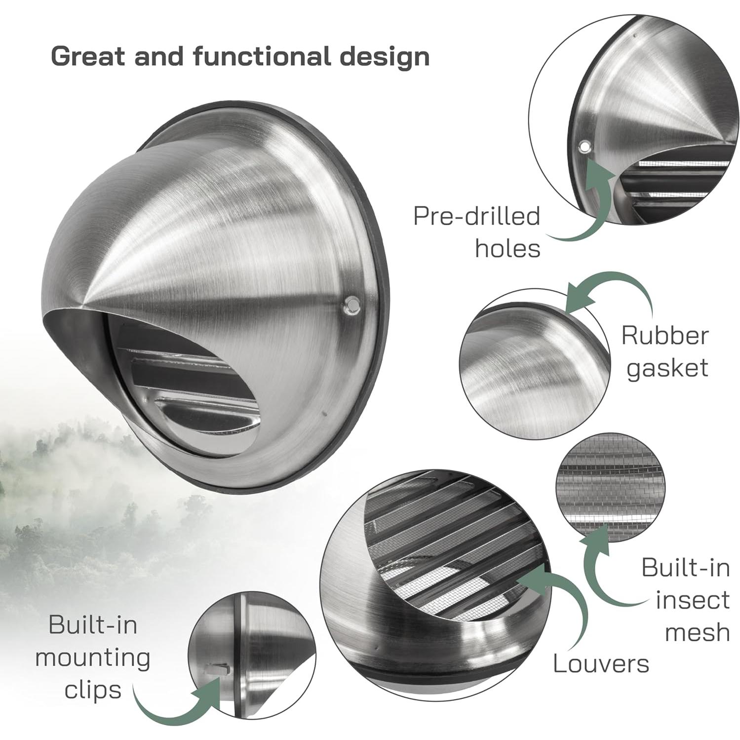 Cubierta de Ventilación Redonda Acero Inoxidable 10 cm