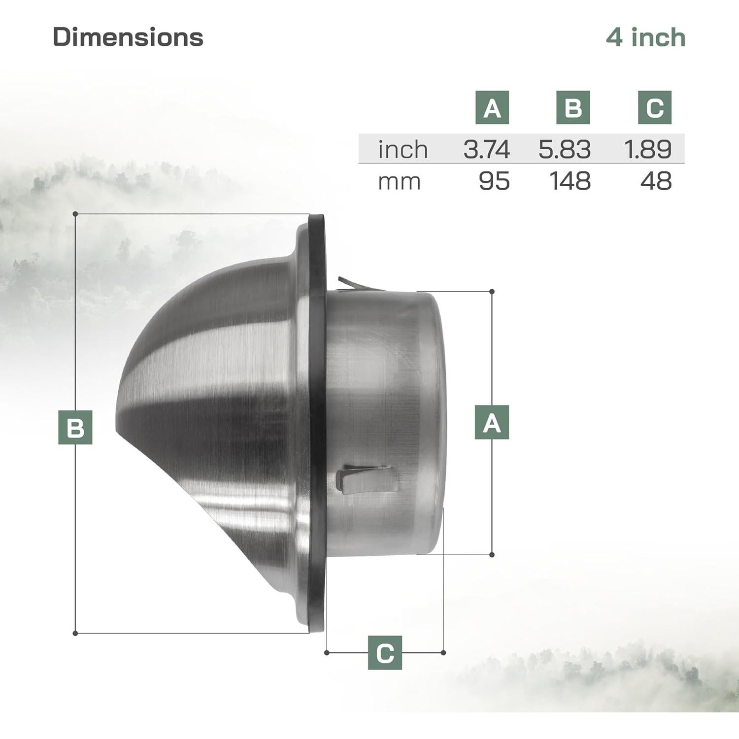 Cubierta de Ventilación Redonda Acero Inoxidable 10 cm