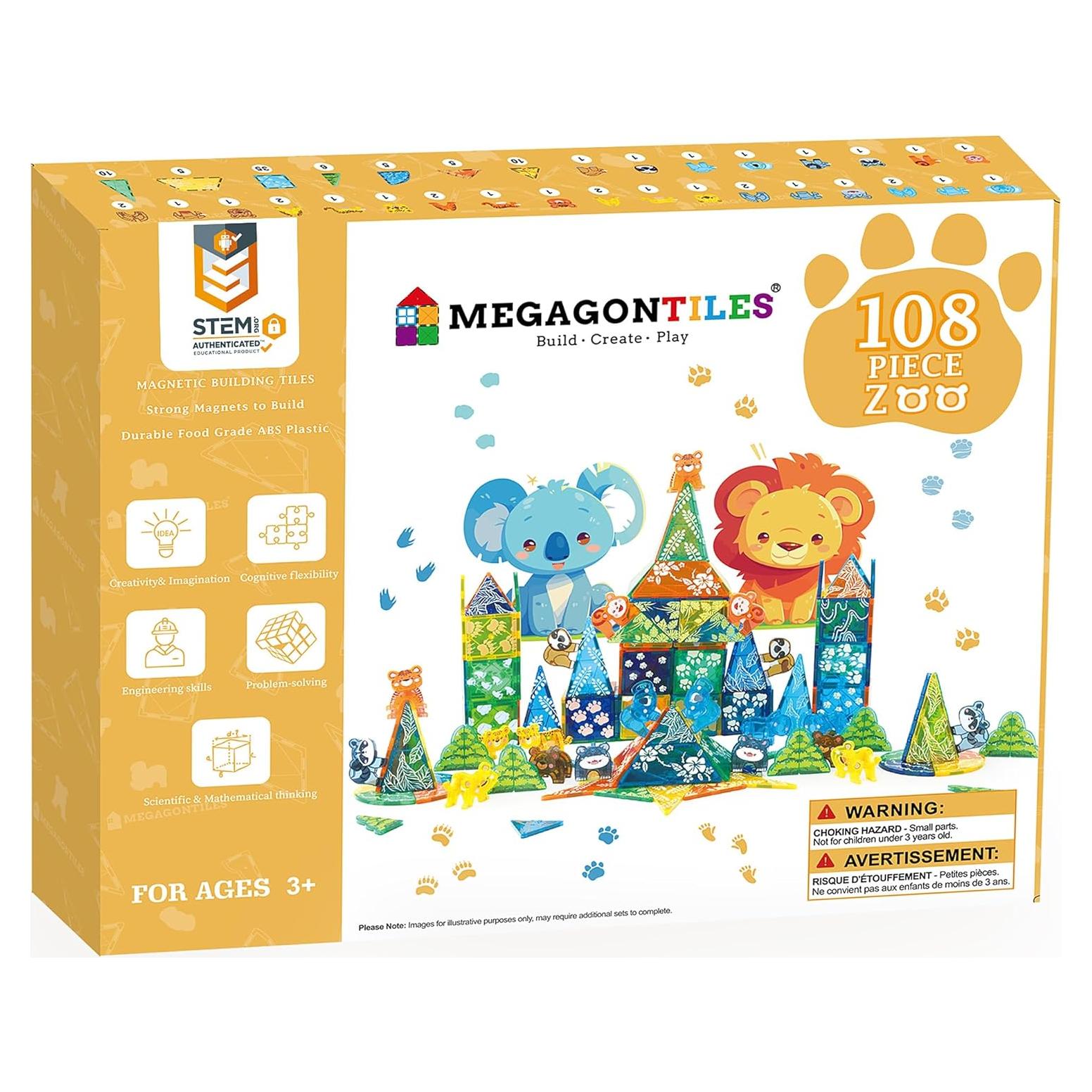 Juego de 108 Piezas Azulejos Magnéticos Animales MEGAGONTILES