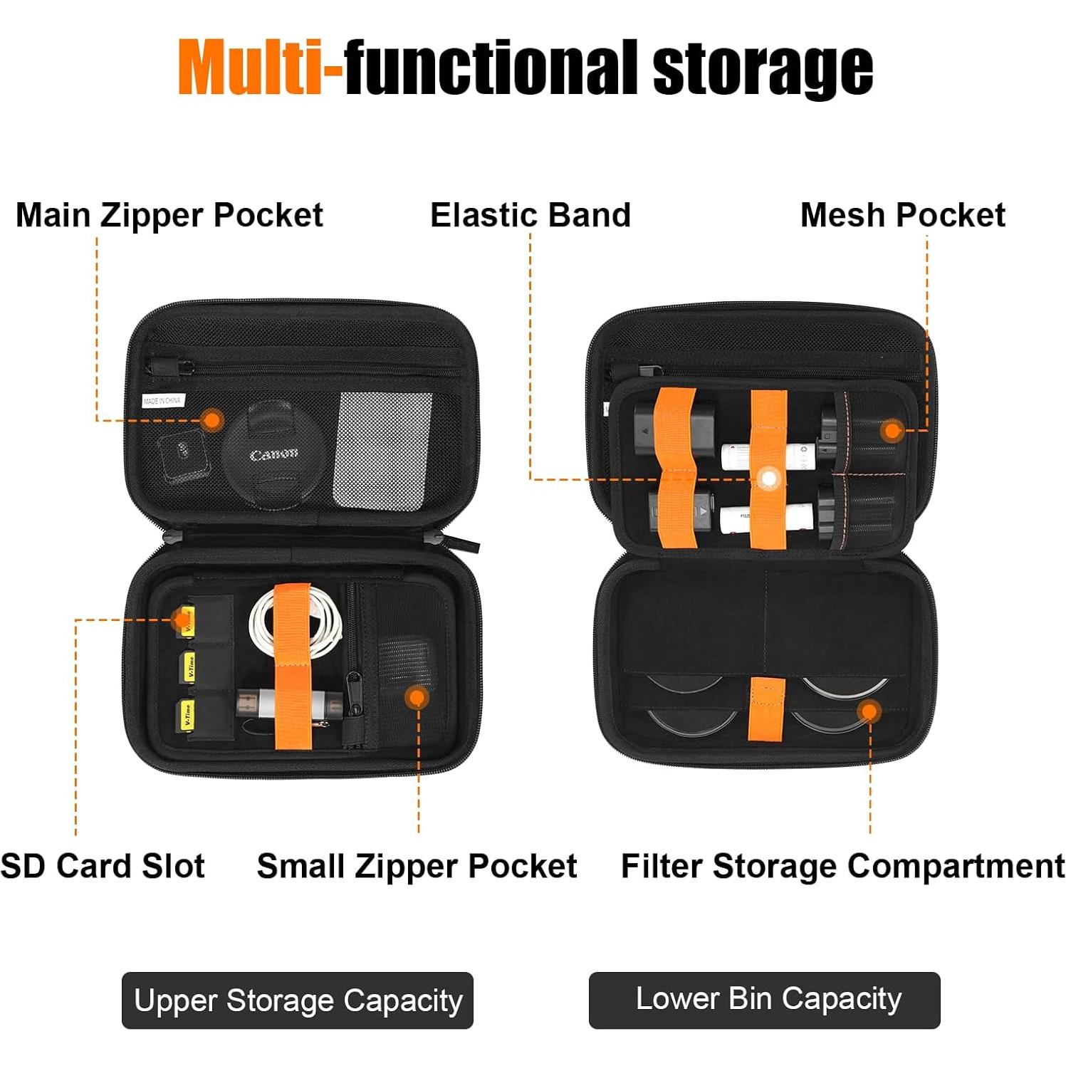 Funda de Accesorios de Cámara Cwatcun Mediana Negra Impermeable