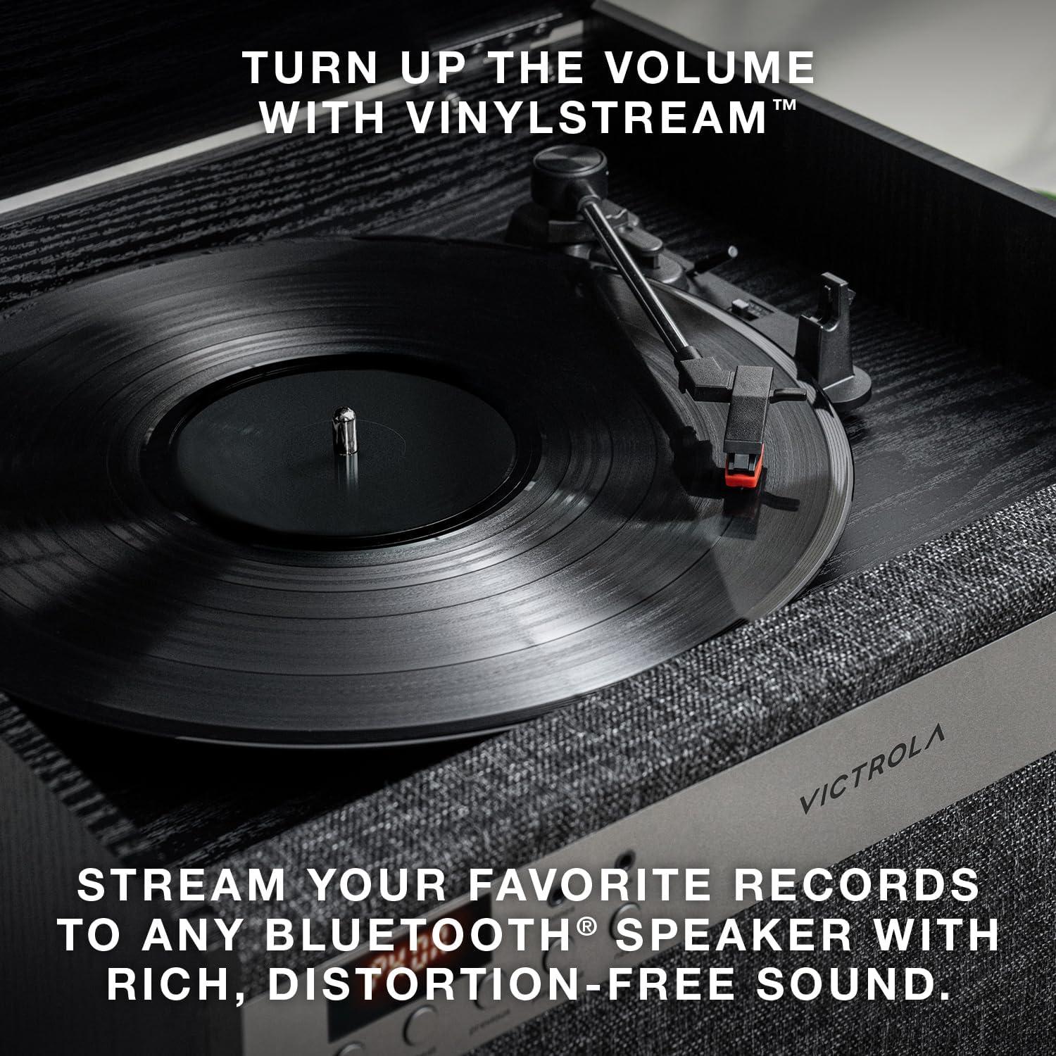 Centro Musical Victrola Century 6-en-1 Nuez - Tocadiscos, Bluetooth, CD, Casete