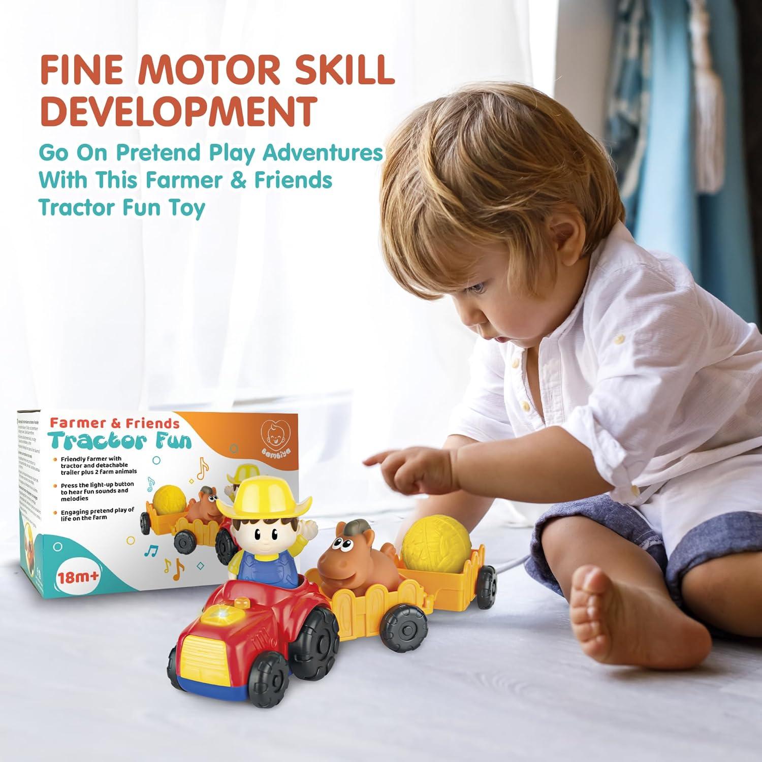 Tractor de Juguete Bambiya con Granjero y Animales 8.5x31.5cm