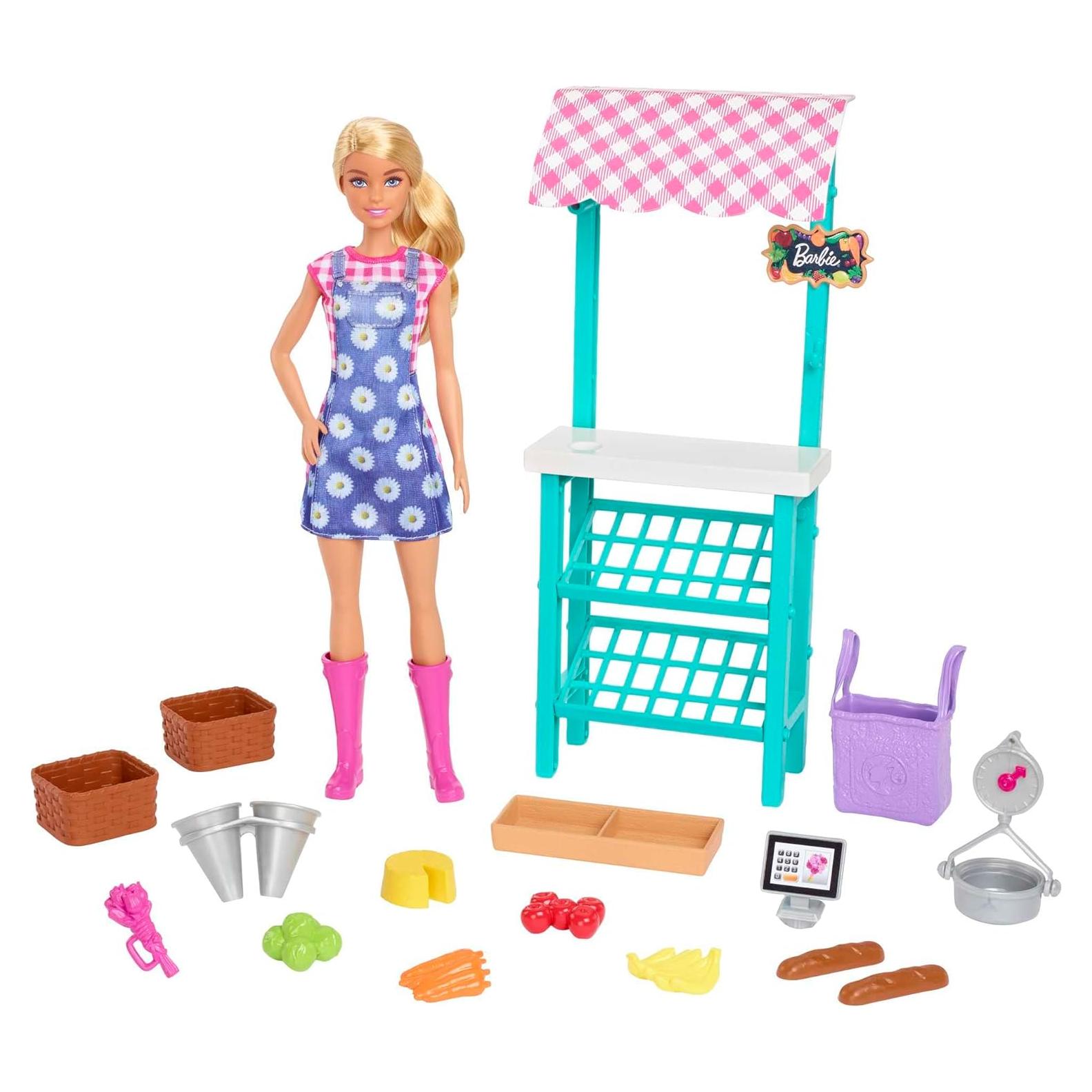 Juego de Mercado de Agricultores Barbie 29 cm con Accesorios