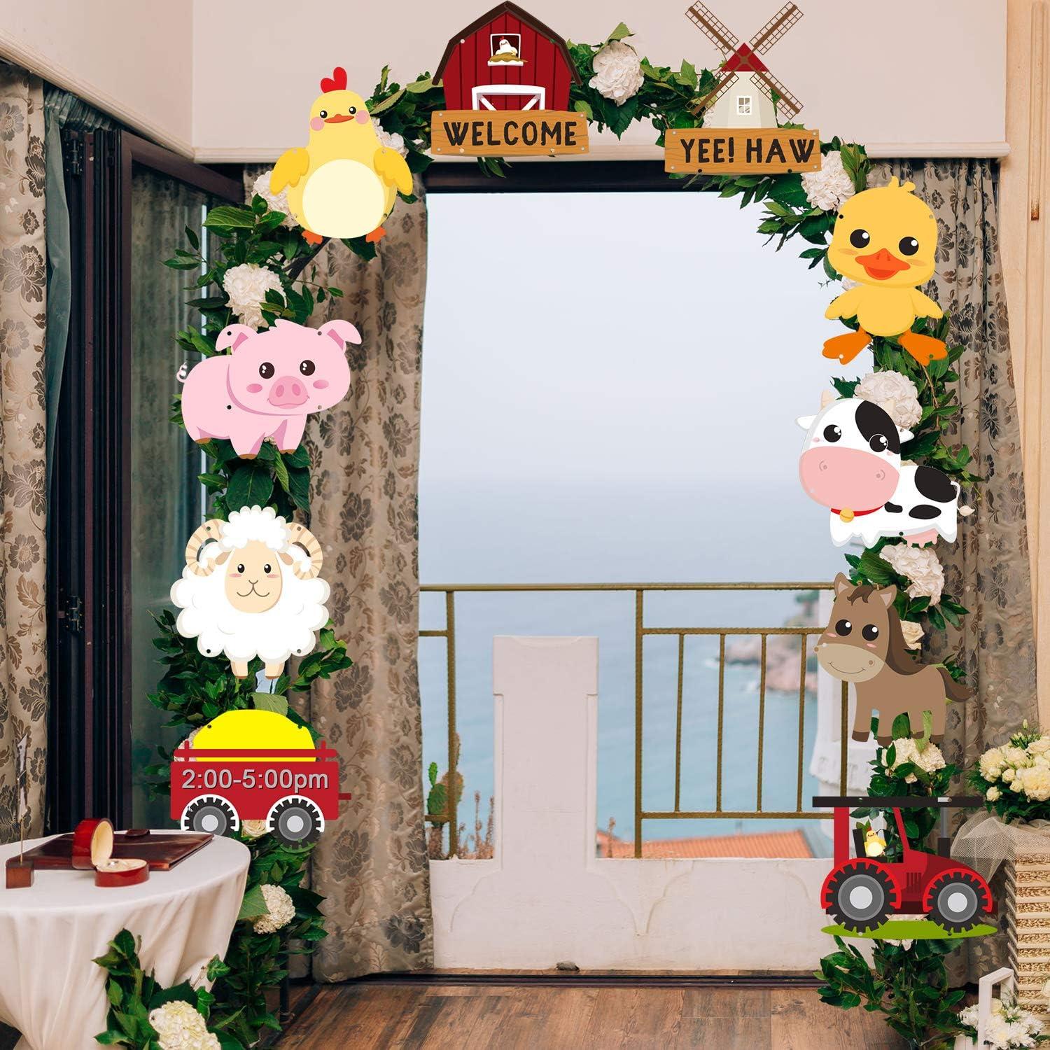 Decoraciones de Fiesta de Animales de Granja Blulu - 10 Piezas