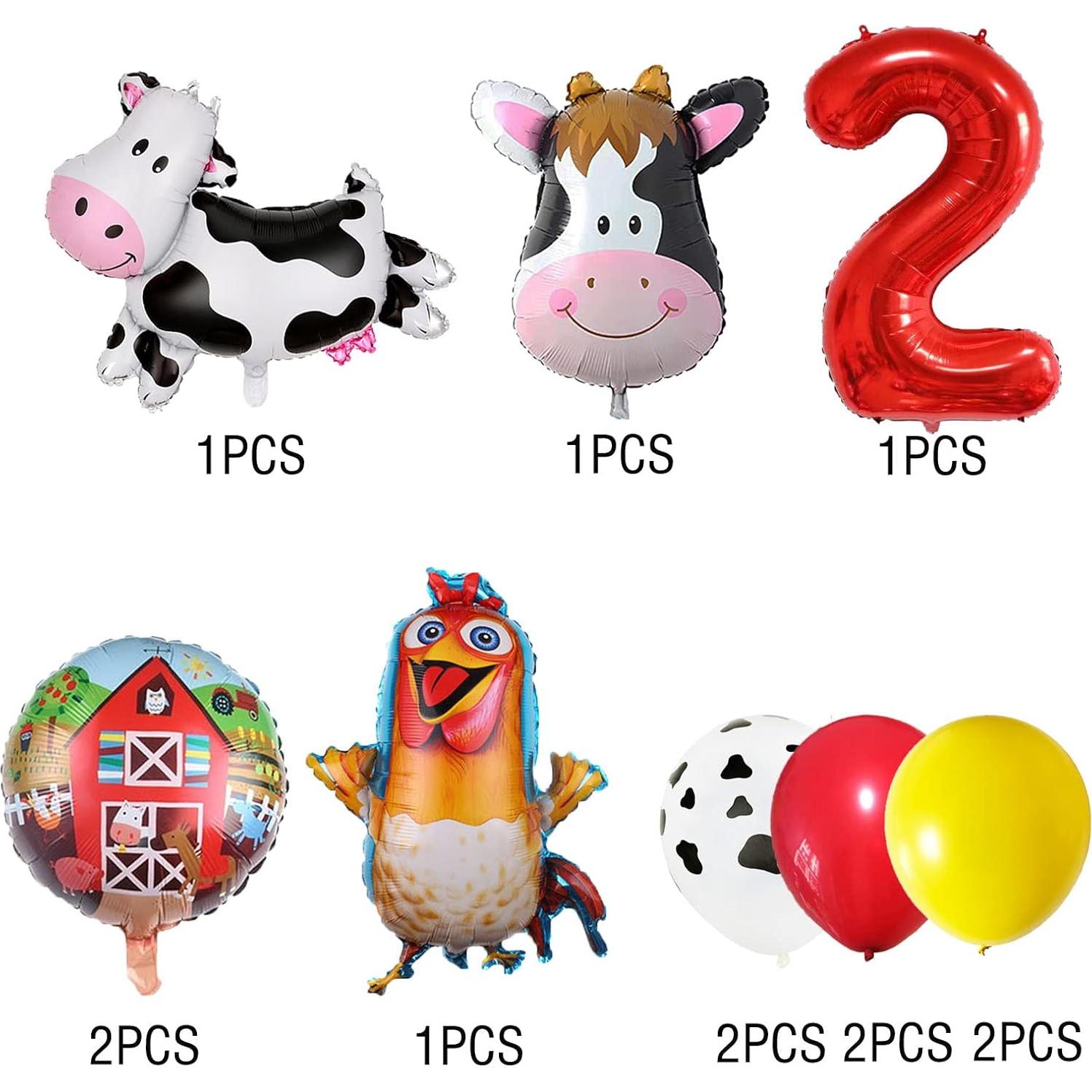Globos de Fiesta de Animales de Granja Ananle-Joy 12PCS