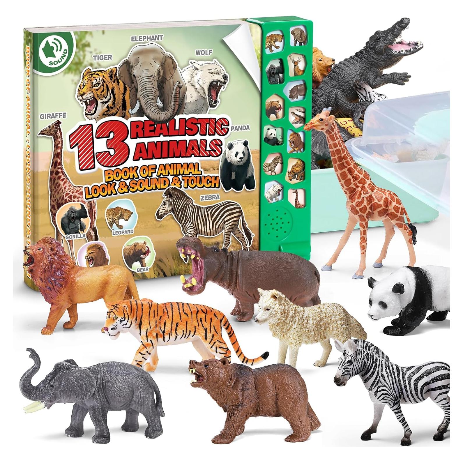 Figuras de Animales Safari YeonhaToys con Libro de Sonidos