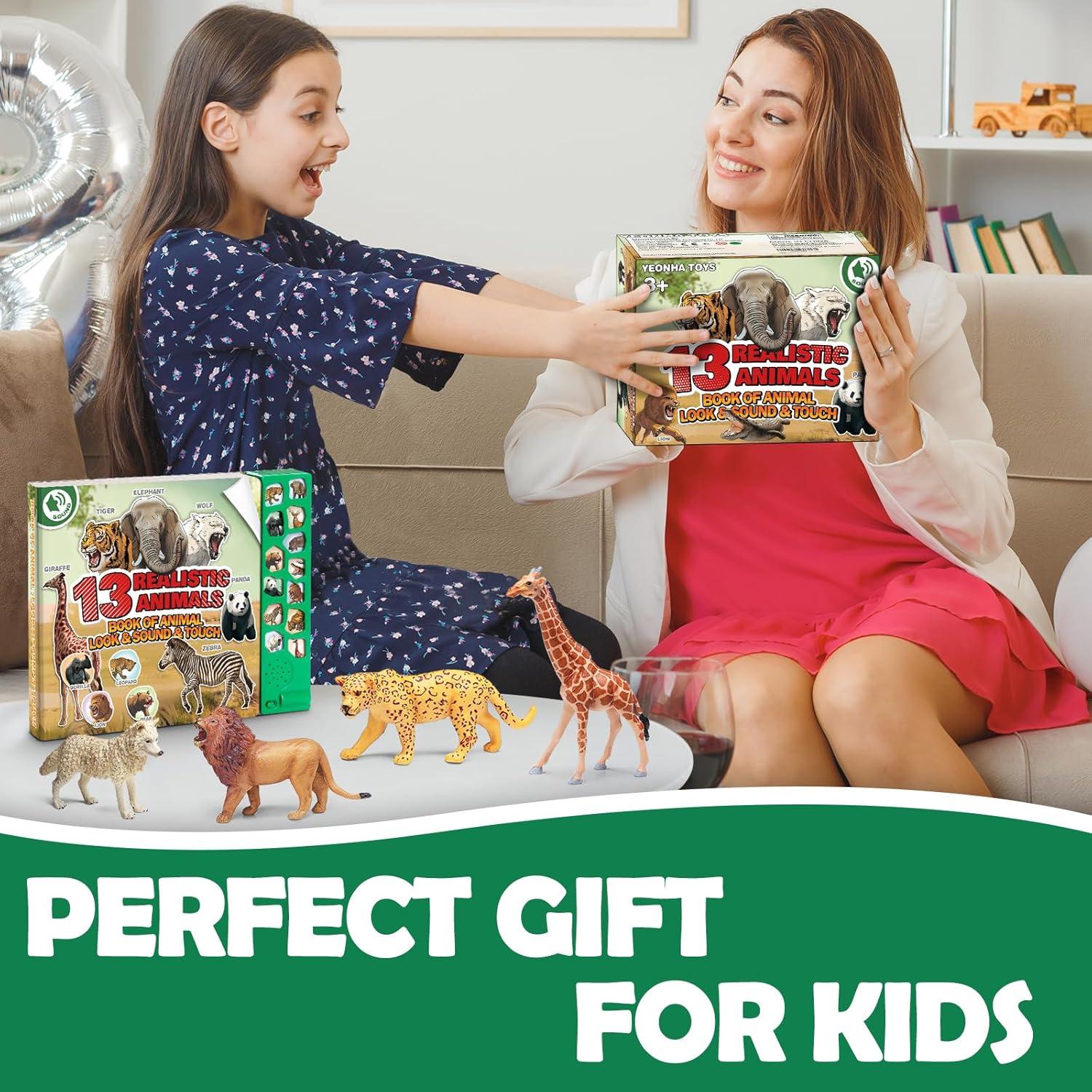 Figuras de Animales Safari YeonhaToys con Libro de Sonidos