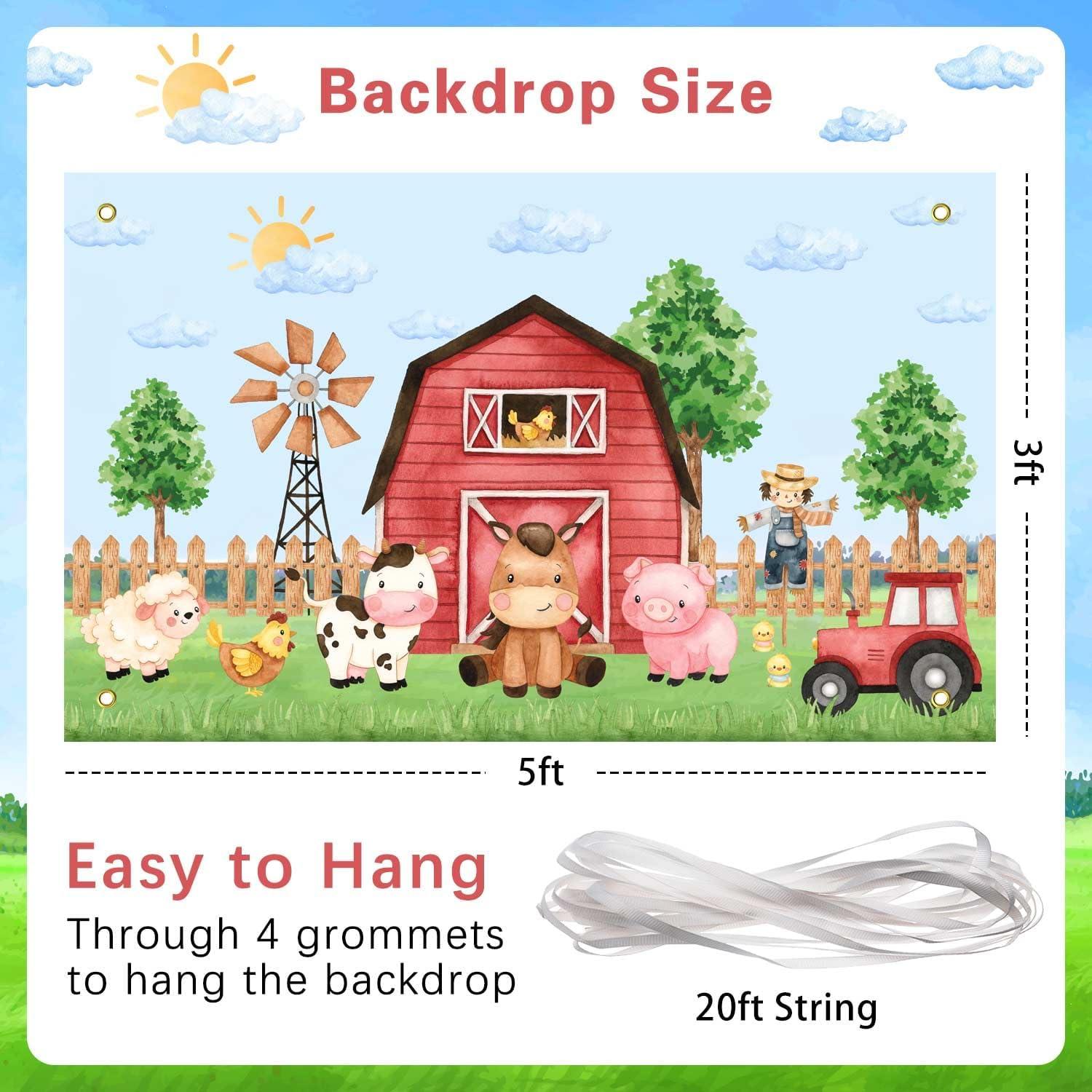 Banner de Cumpleaños de Granja Heboland 3x5 pies Animales