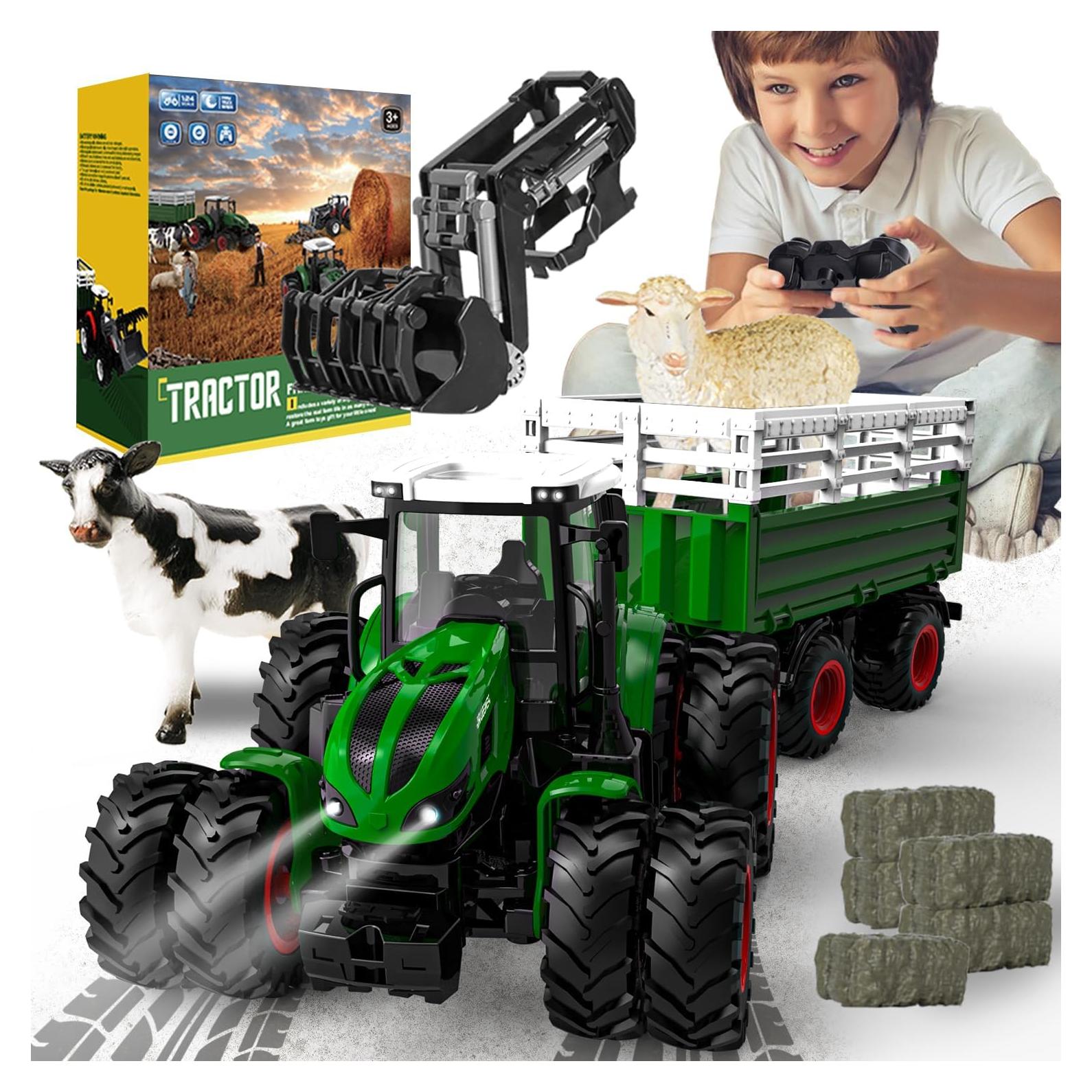 Tractor Control Remoto Gohero con Remolque y Animales