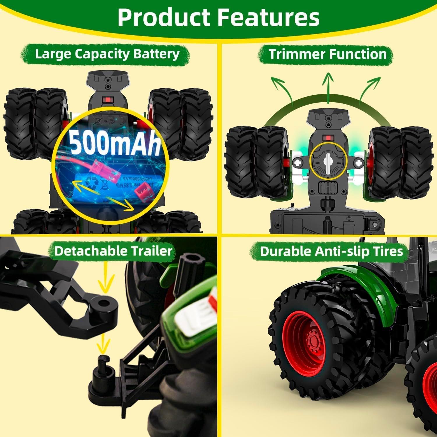 Tractor Control Remoto Gohero con Remolque y Animales