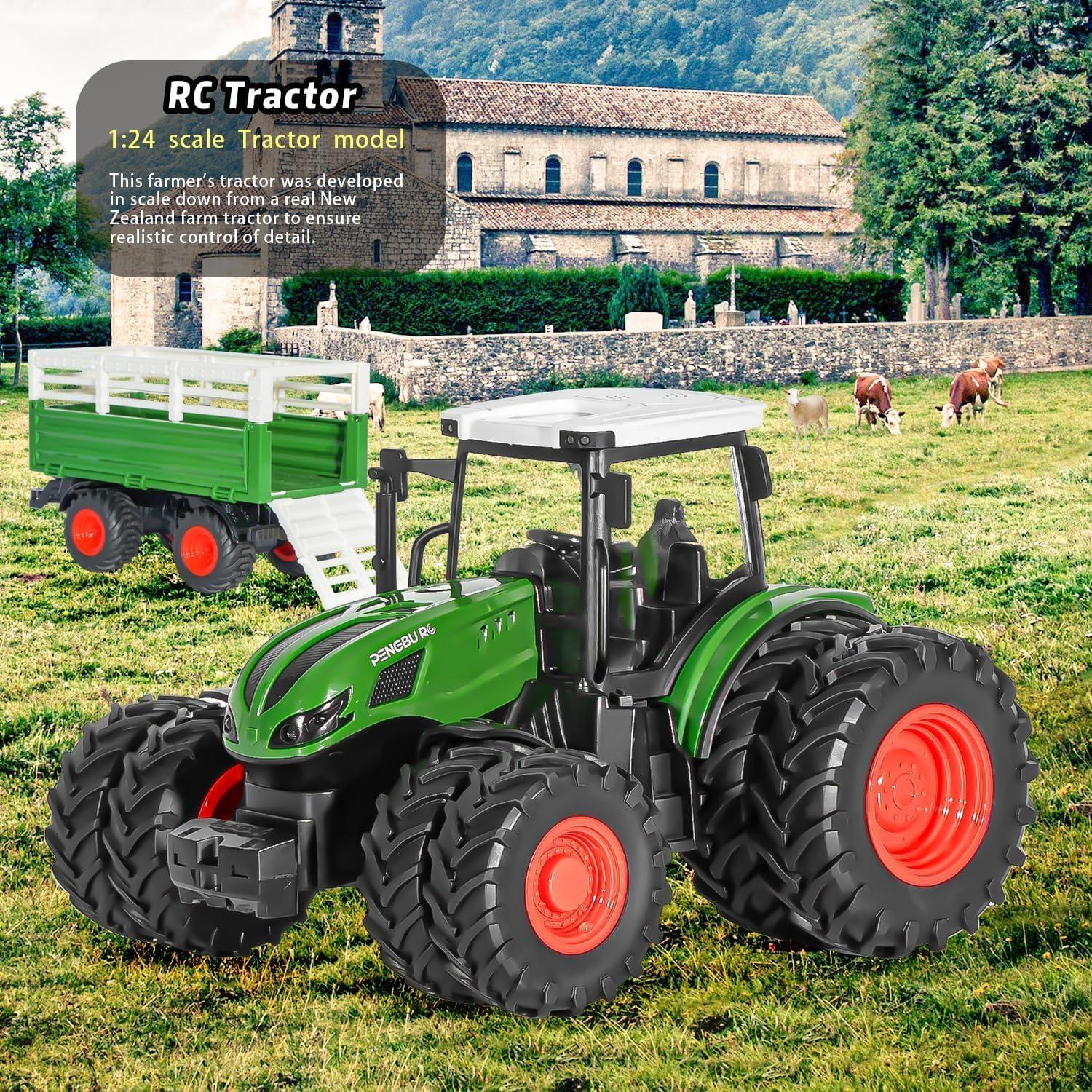 Tractor Control Remoto Gohero con Remolque y Animales
