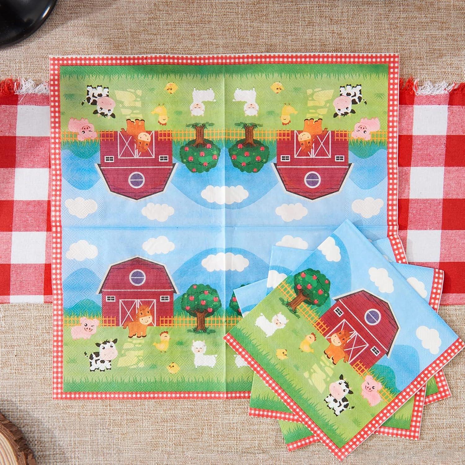 WERNNSAI Platos y Servilletas de Granja 48PCS Fiesta Infantil