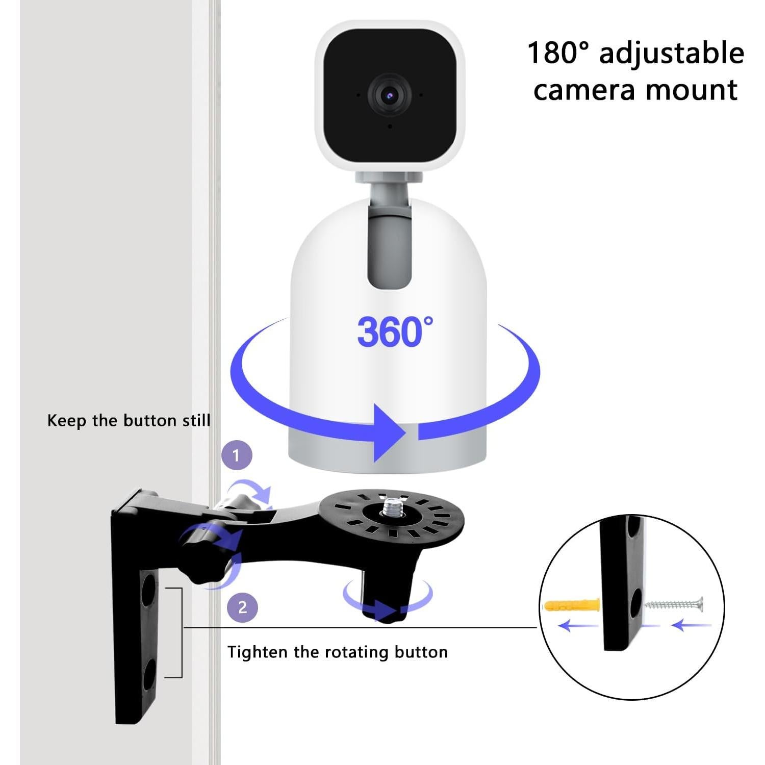 Soporte de Pared para Cámara Tekcam Ajustable 180° Negro - Paquete de 2