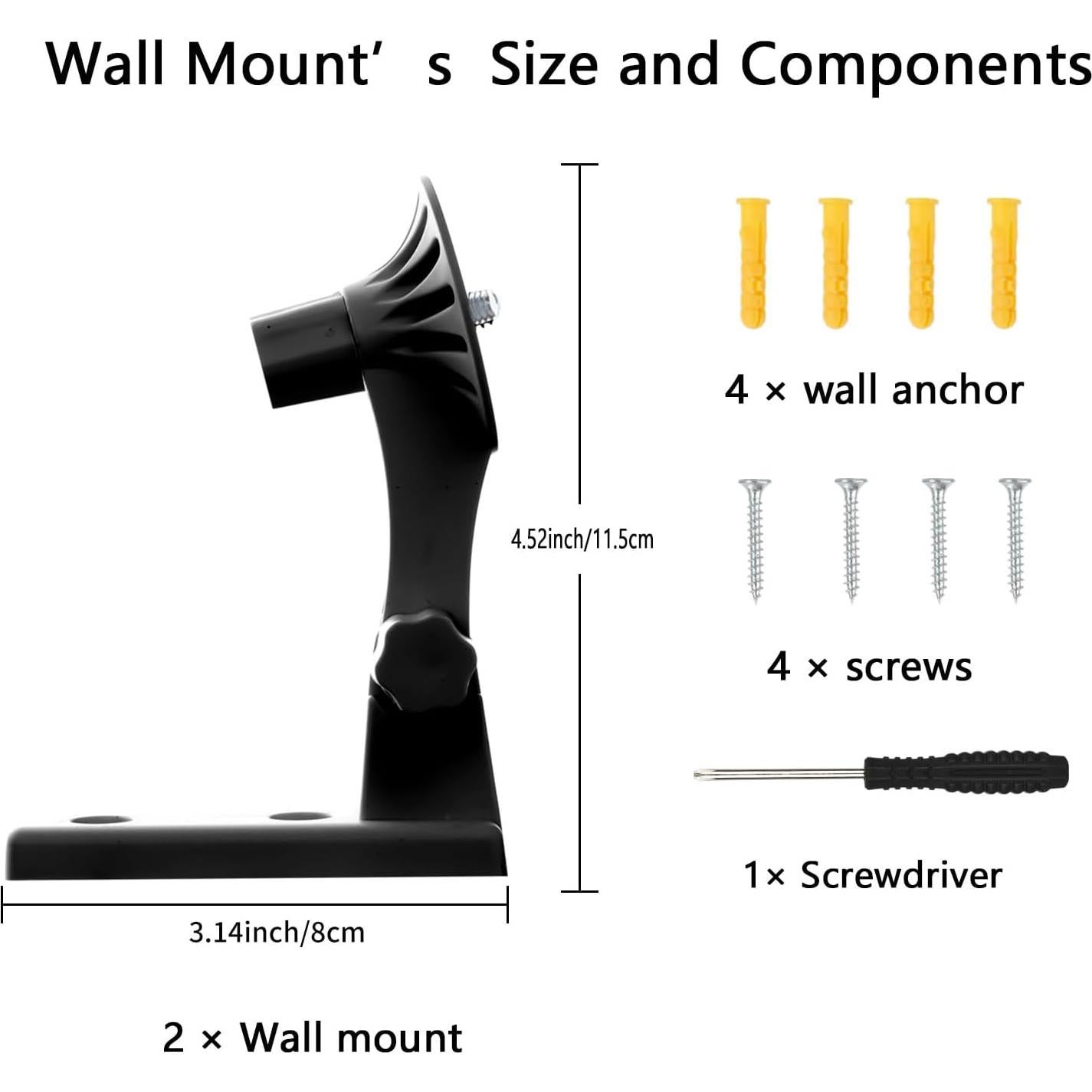 Soporte de Pared para Cámara Tekcam Ajustable 180° Negro - Paquete de 2
