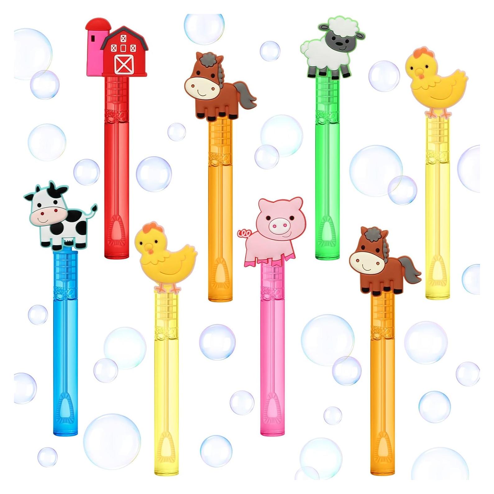 24 Varitas de Burbujas Animales de Granja AFZMON