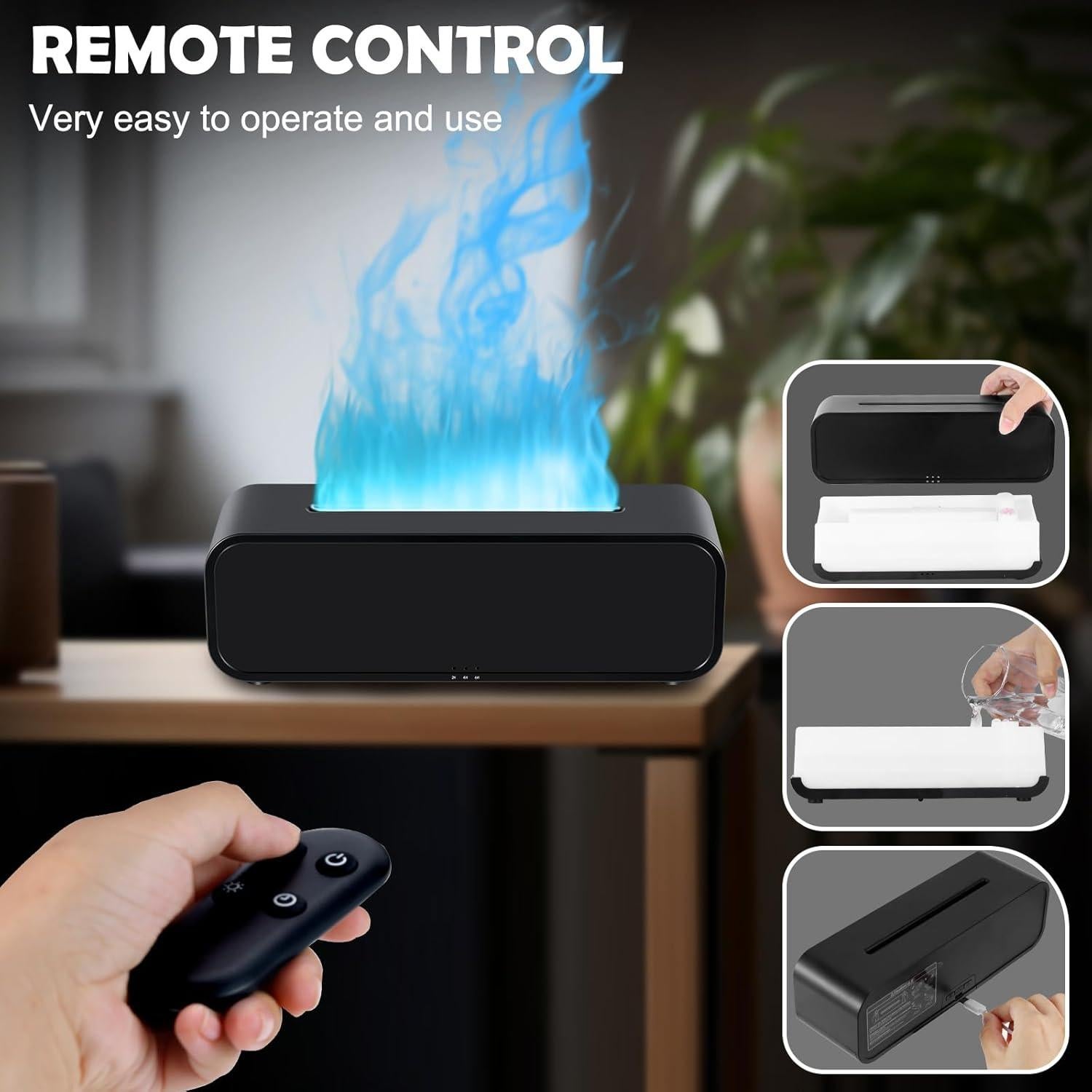 Difusor de Llama EGCUQ 250ml Negro Aromaterapia 6h