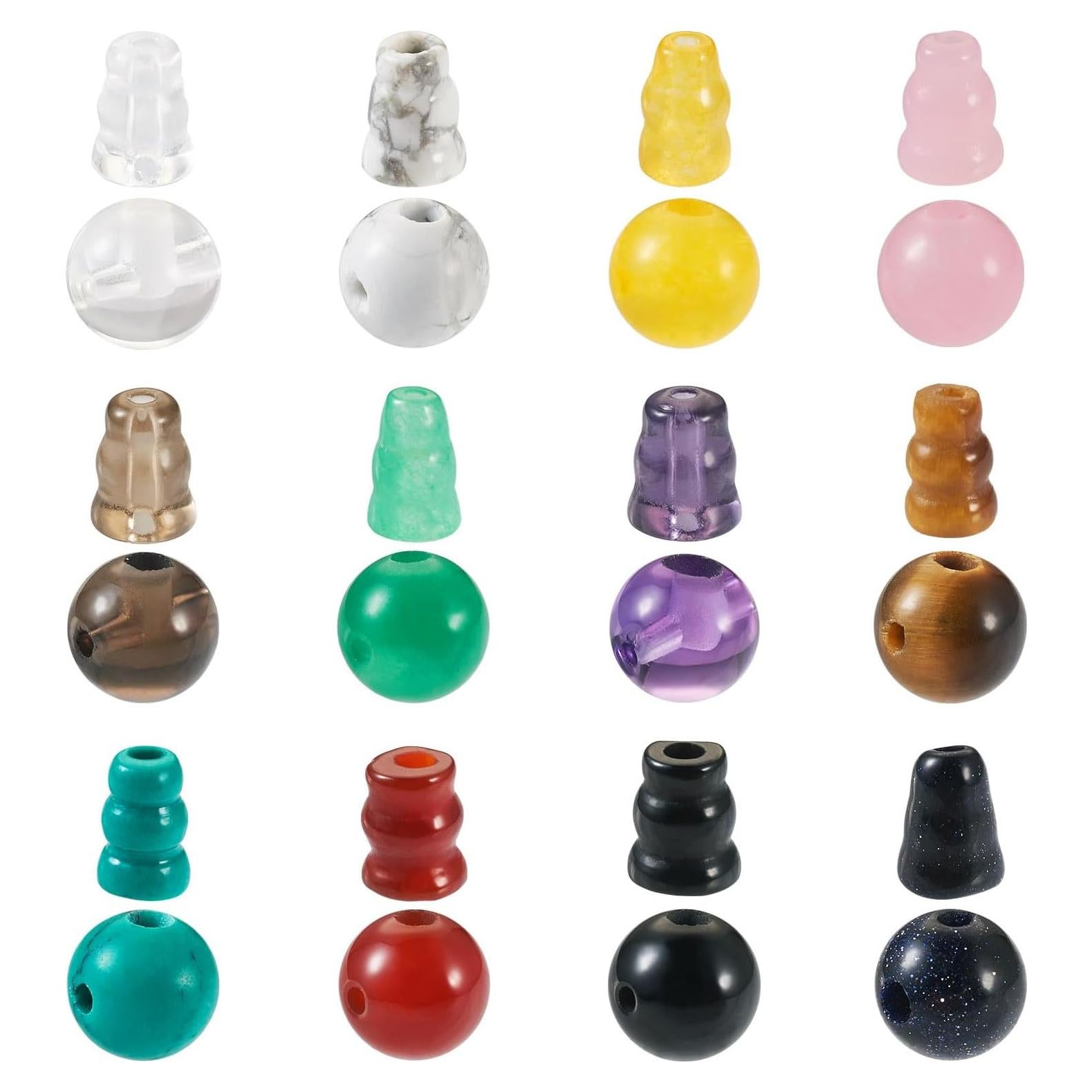 Cuentas Guru de 3 Agujeros Craftdady - 12 Estilos de Piedras Preciosas