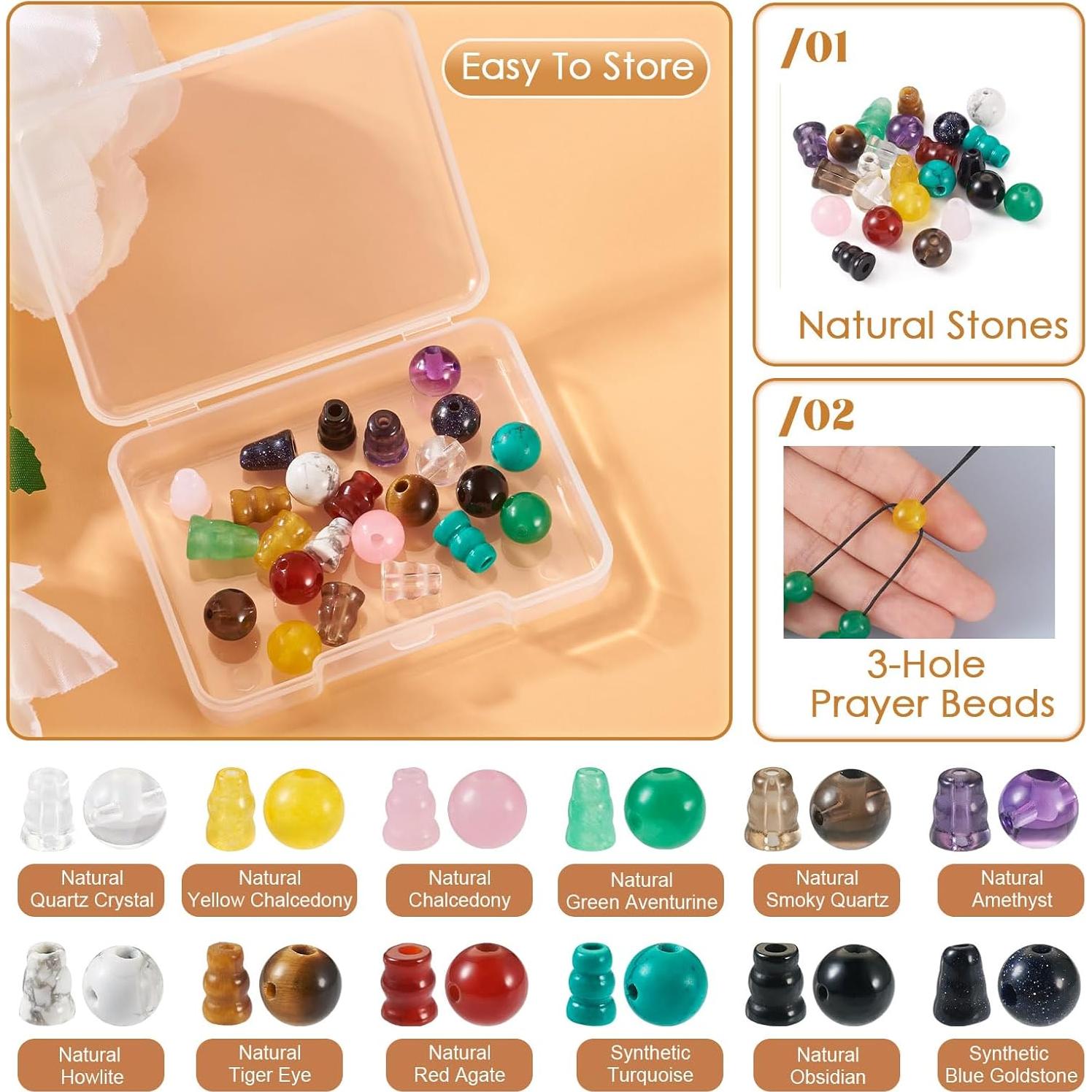 Cuentas Guru de 3 Agujeros Craftdady - 12 Estilos de Piedras Preciosas